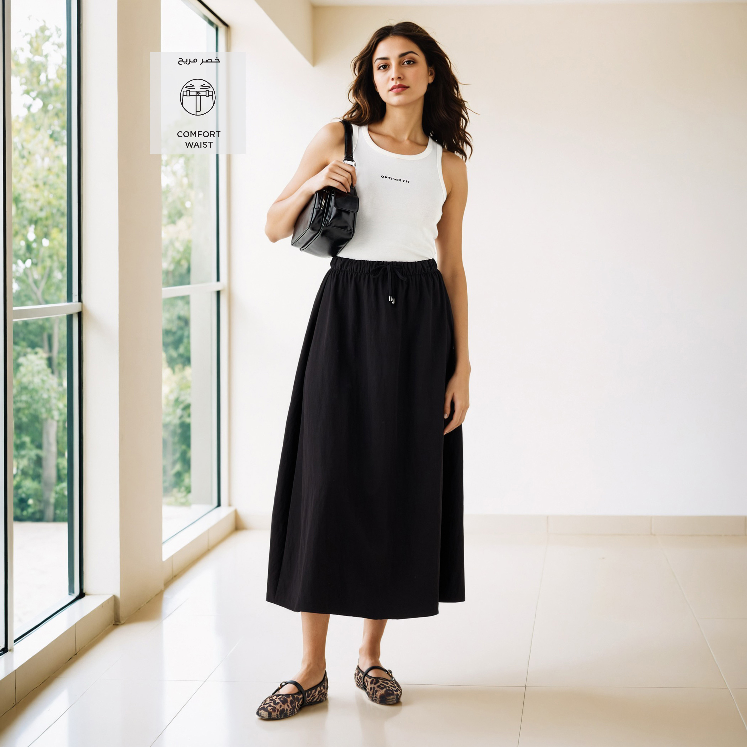 A-line Midi Skirt with Flexi Comfort Drawstring Waistband-women-clothing-bottoms-skirts-image-2