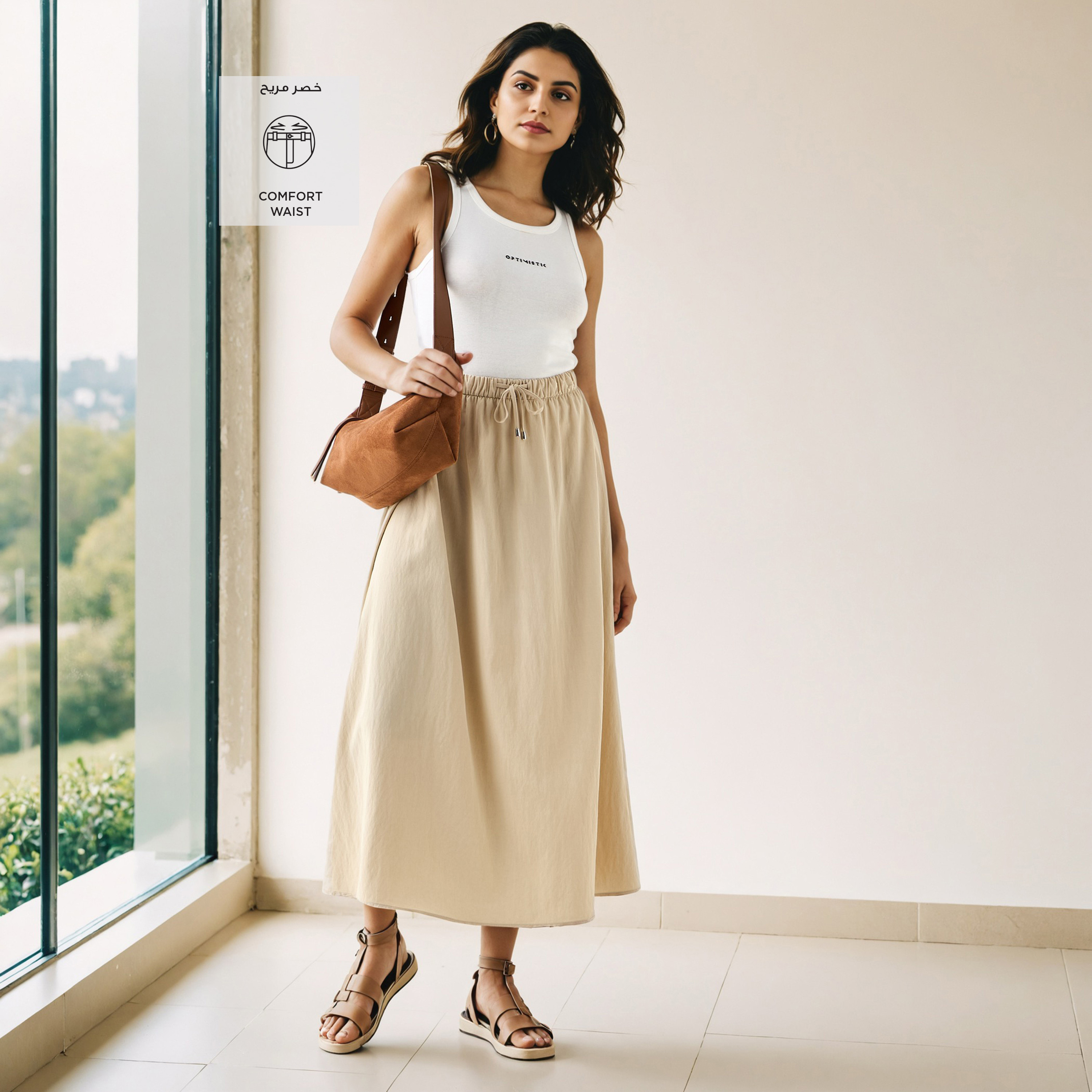 A-line Midi Skirt with Flexi Comfort Drawstring Waistband-women-clothing-bottoms-skirts-image-2