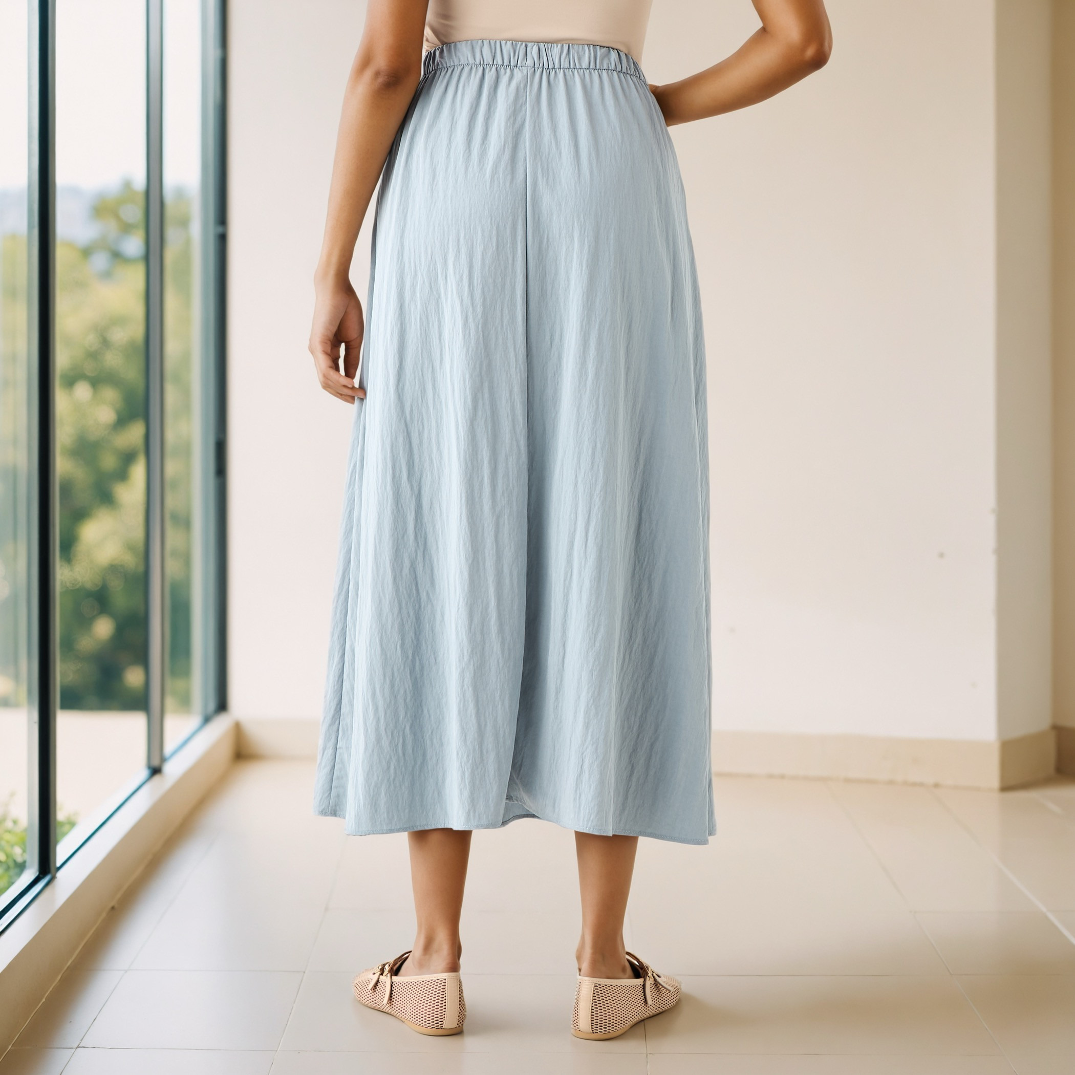 A-line Midi Skirt with Flexi Comfort Drawstring Waistband-women-clothing-bottoms-skirts-image-4