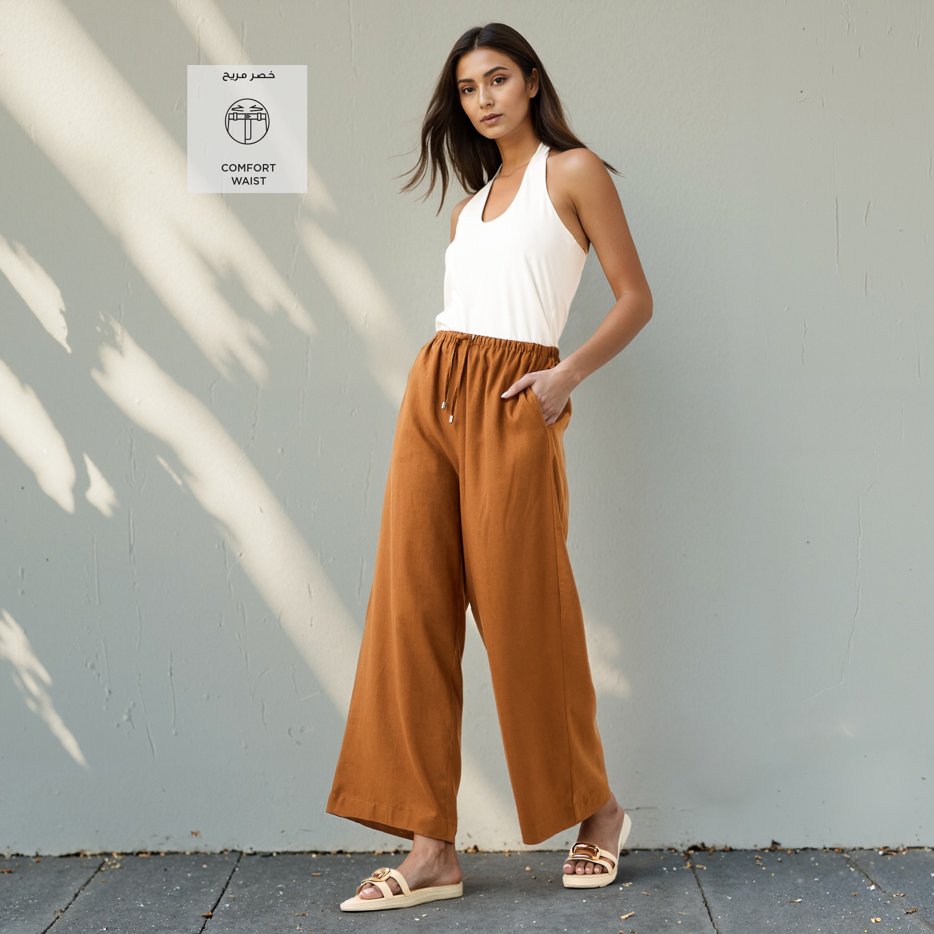 Linen Blend Wide Leg Trousers-women-clothing-bottoms-trousers-image-2