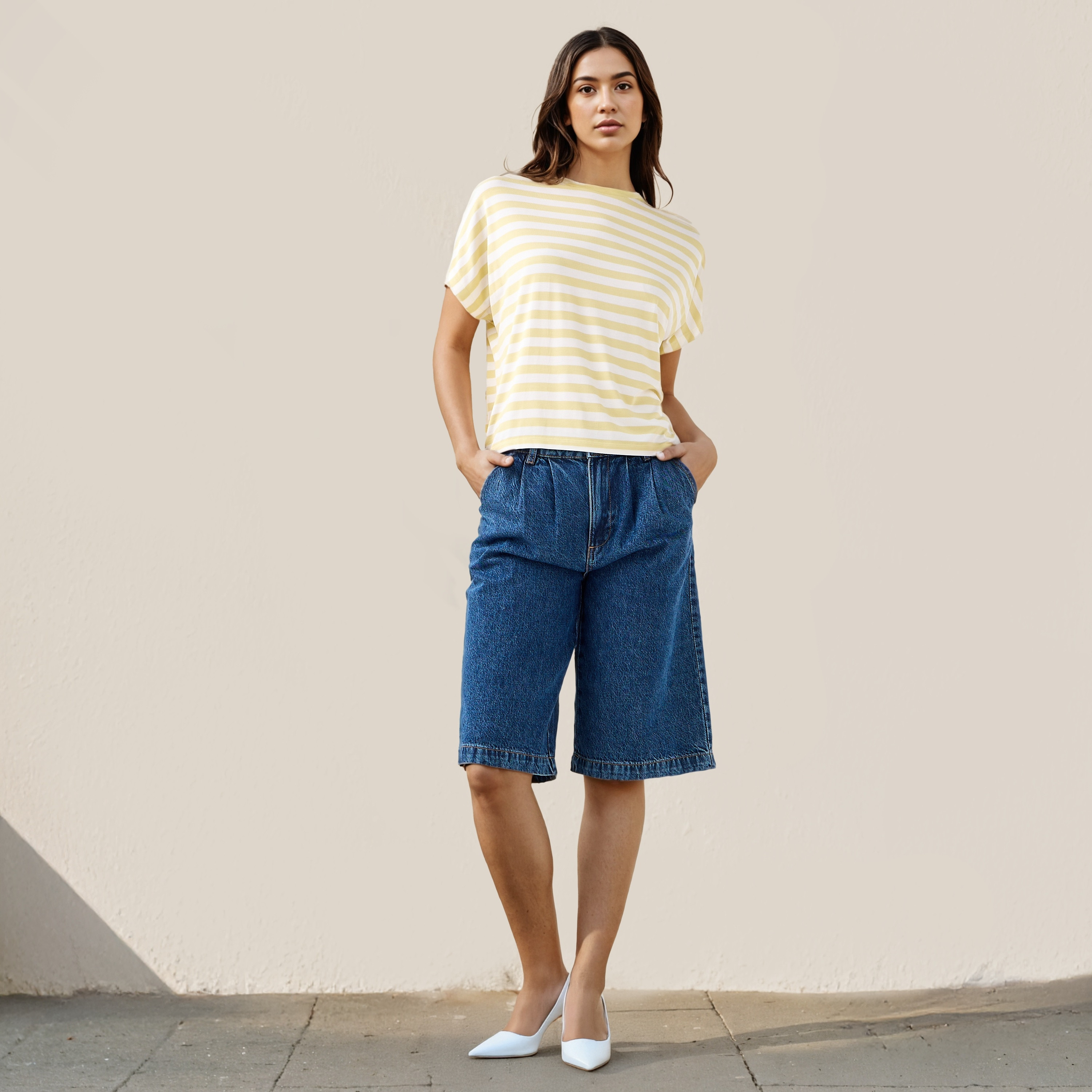 Striped Viscose Crew Neck T-shirt-women-clothing-tshirts-image-2