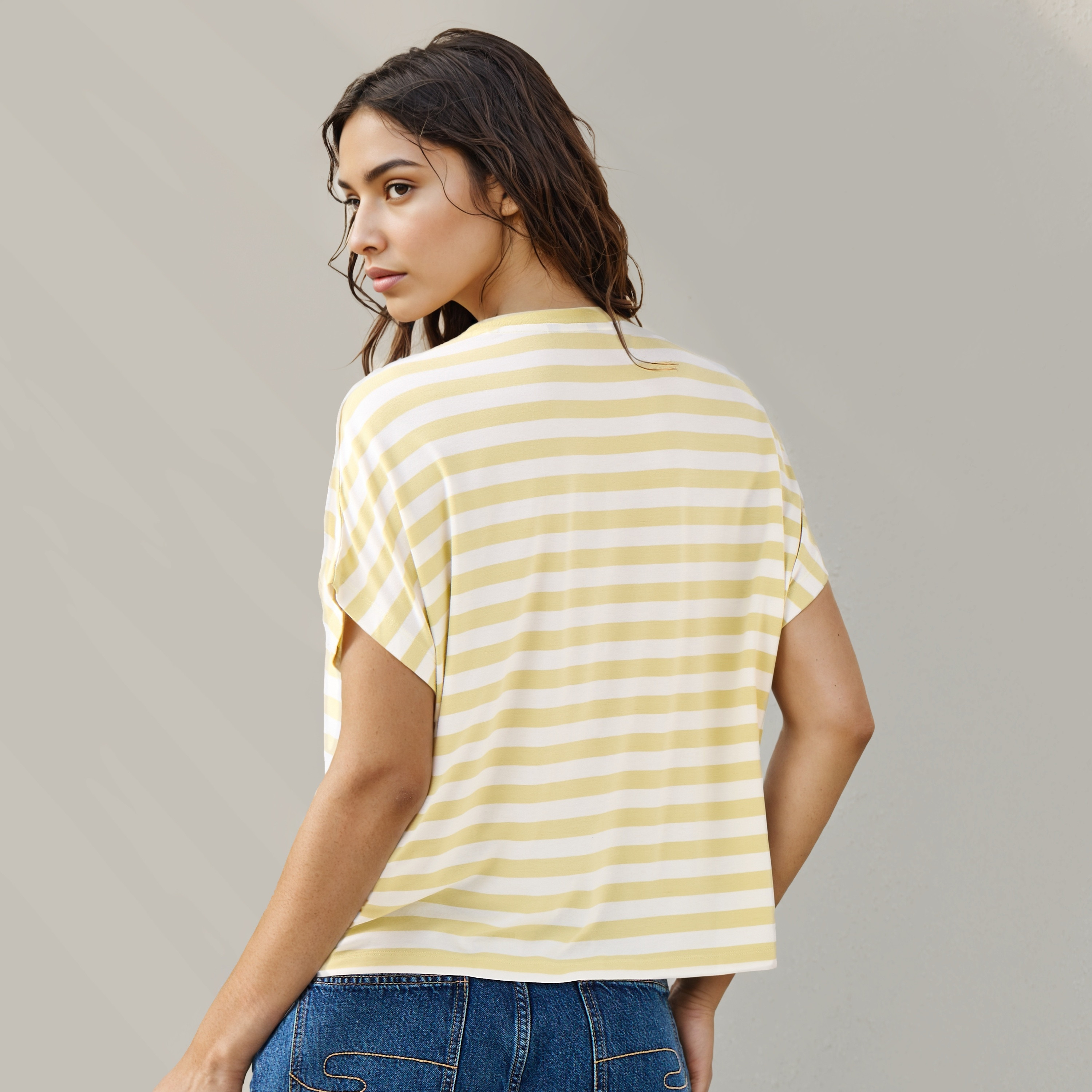 Striped Viscose Crew Neck T-shirt-women-clothing-tshirts-image-3