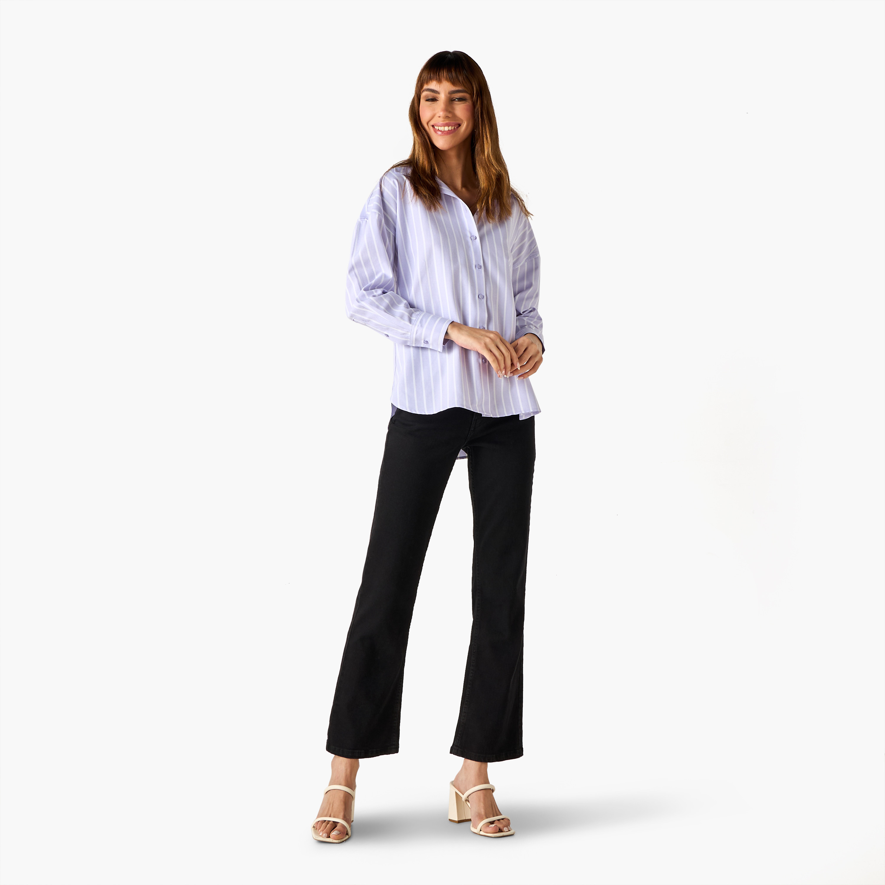 Regular Fit Striped Oxford Shirt-women-clothing-shirtsandblouses-shirts-image-2