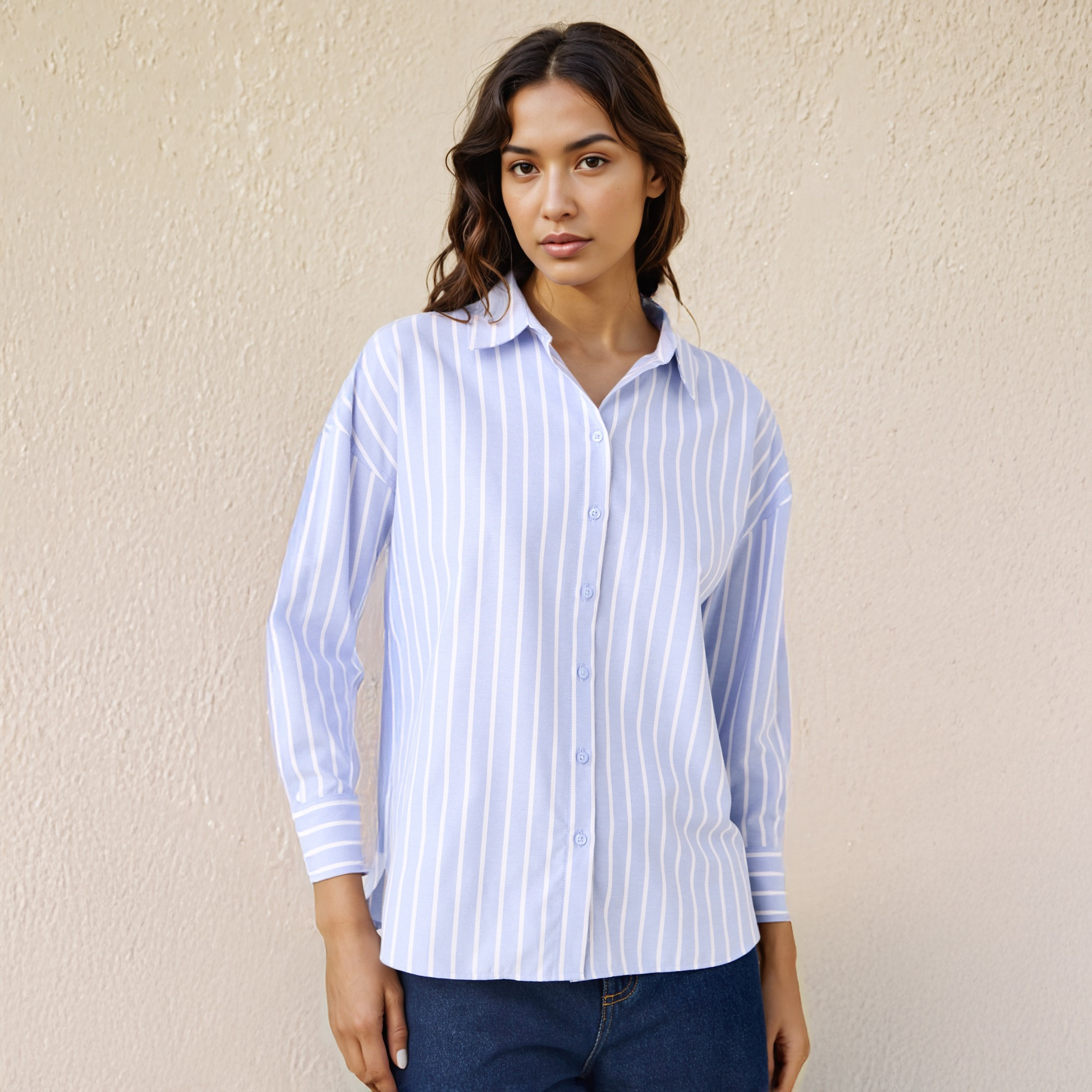 Regular Fit Striped Oxford Shirt-women-clothing-shirtsandblouses-shirts-image-1