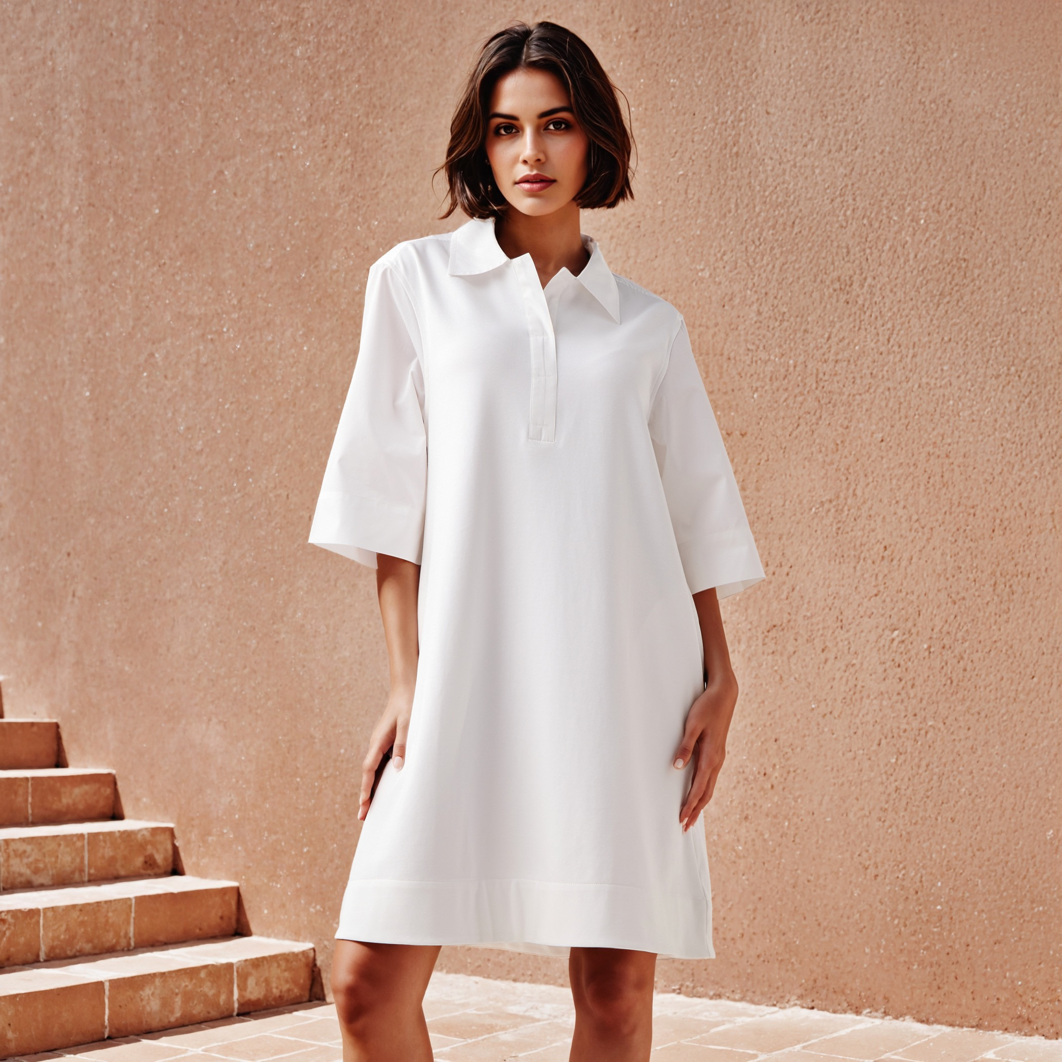 Collared Flared Shirt Dress-women-clothing-dresses-image-1