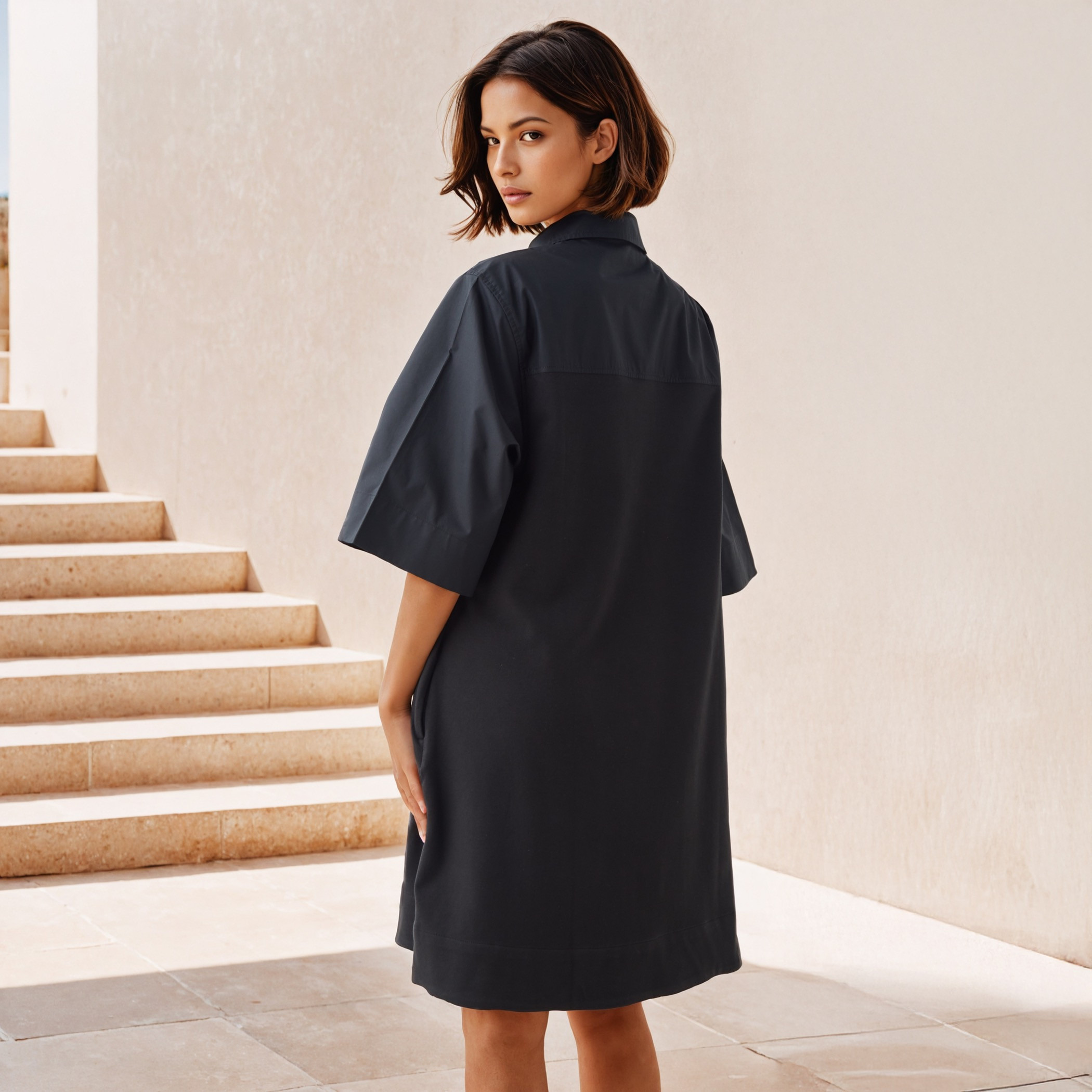 Collared Flared Shirt Dress-women-clothing-dresses-image-3