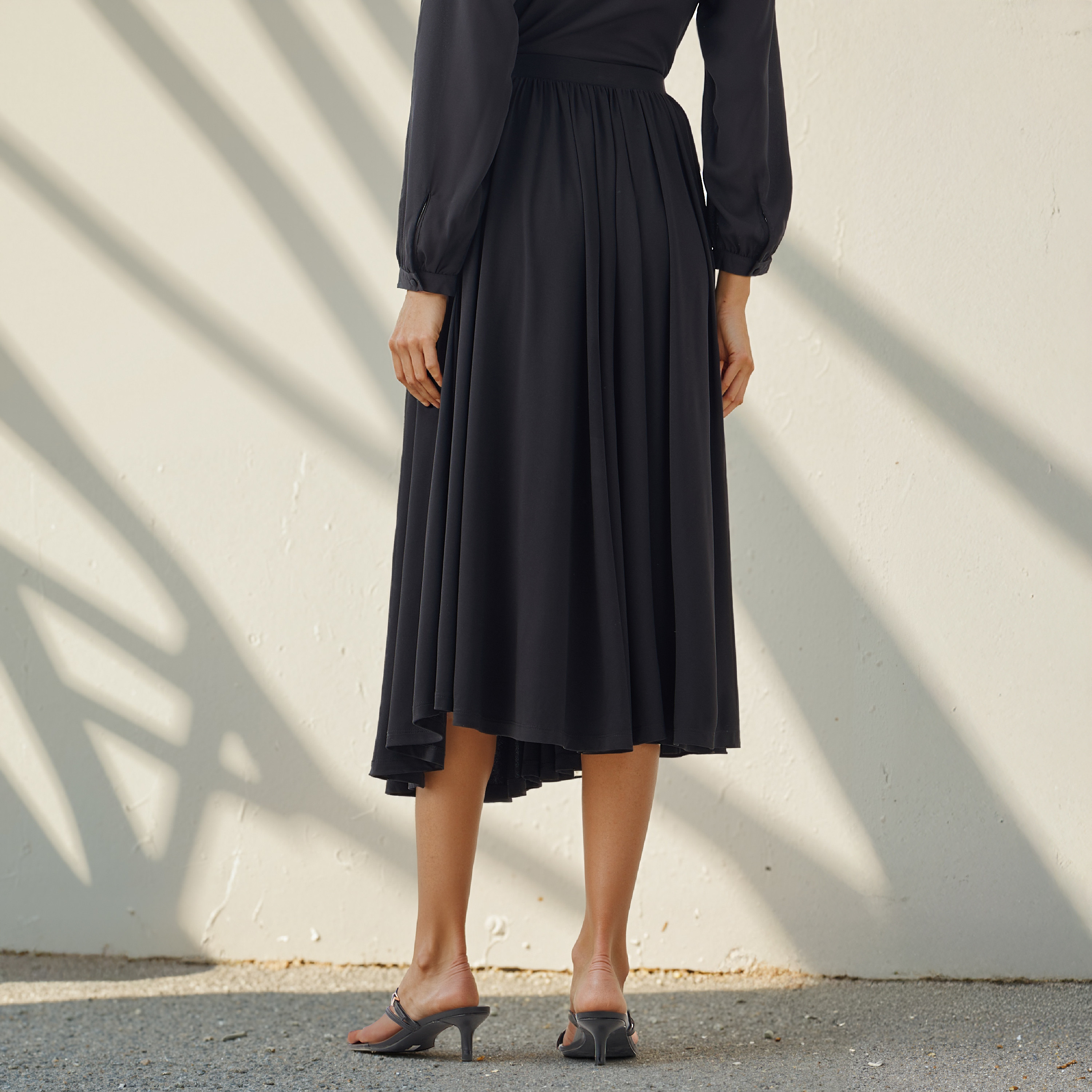 Pleated Flared Skirt with Flexi Comfort Elasticated Waistband-women-clothing-bottoms-skirts-image-3