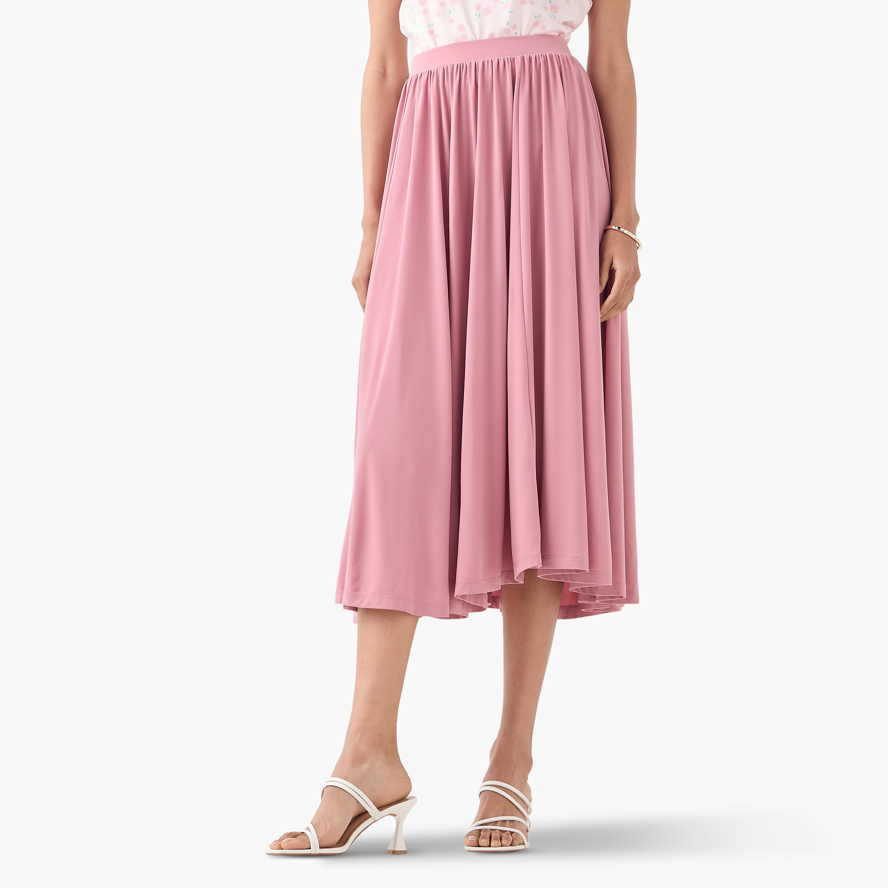 Pleated Flared Skirt with Flexi Comfort Elasticated Waistband-women-clothing-bottoms-skirts-image-1