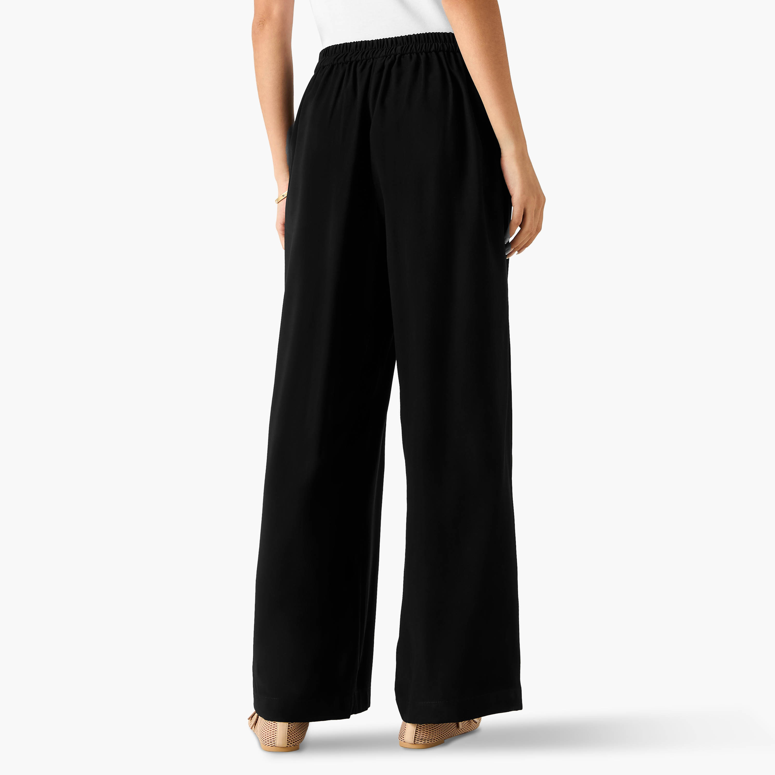 Wide Leg Twill Trousers with Pockets-women-clothing-bottoms-trousers-image-3
