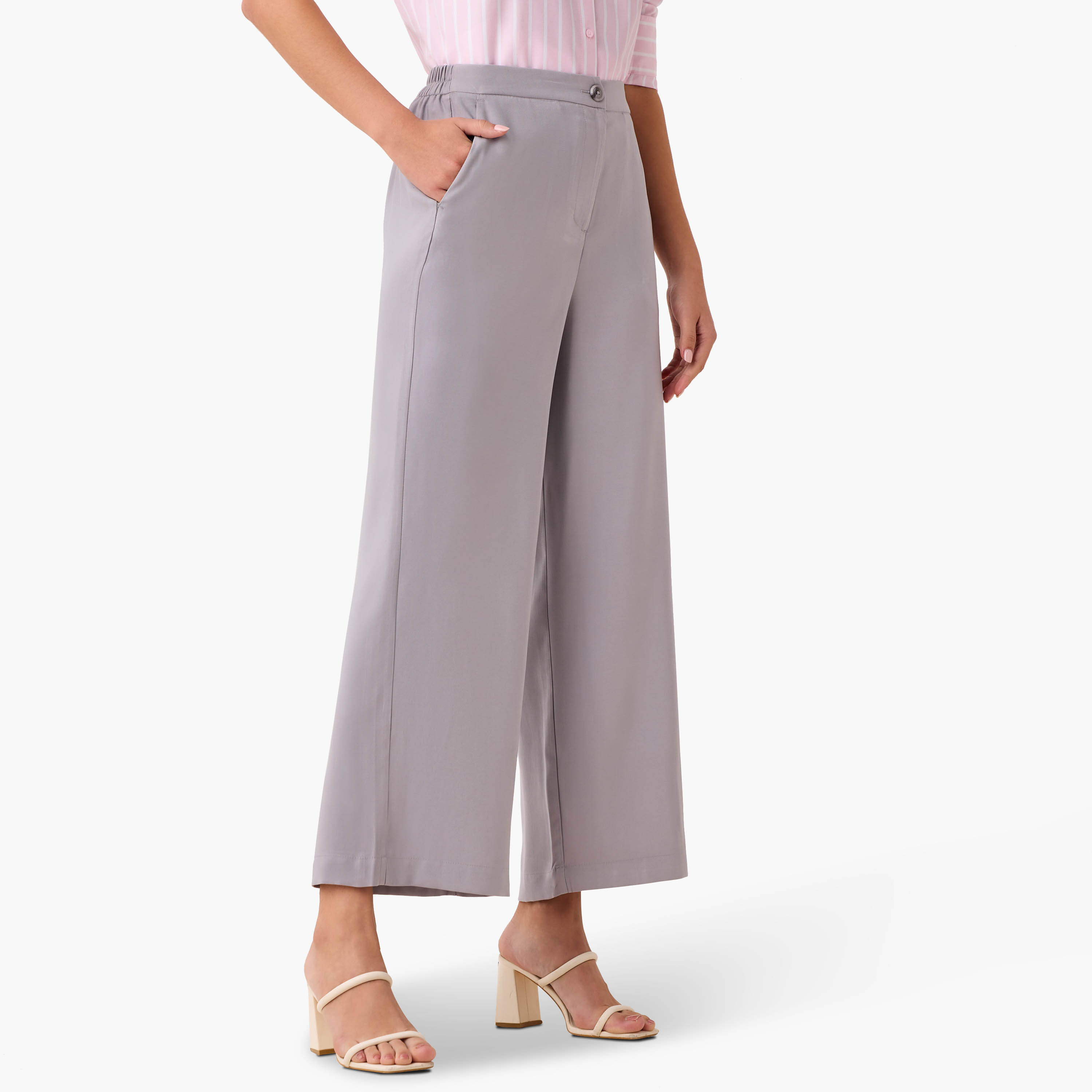 بنطلون تويل بأرجل واسعة وجيوب-women-clothing-trousers-image-11