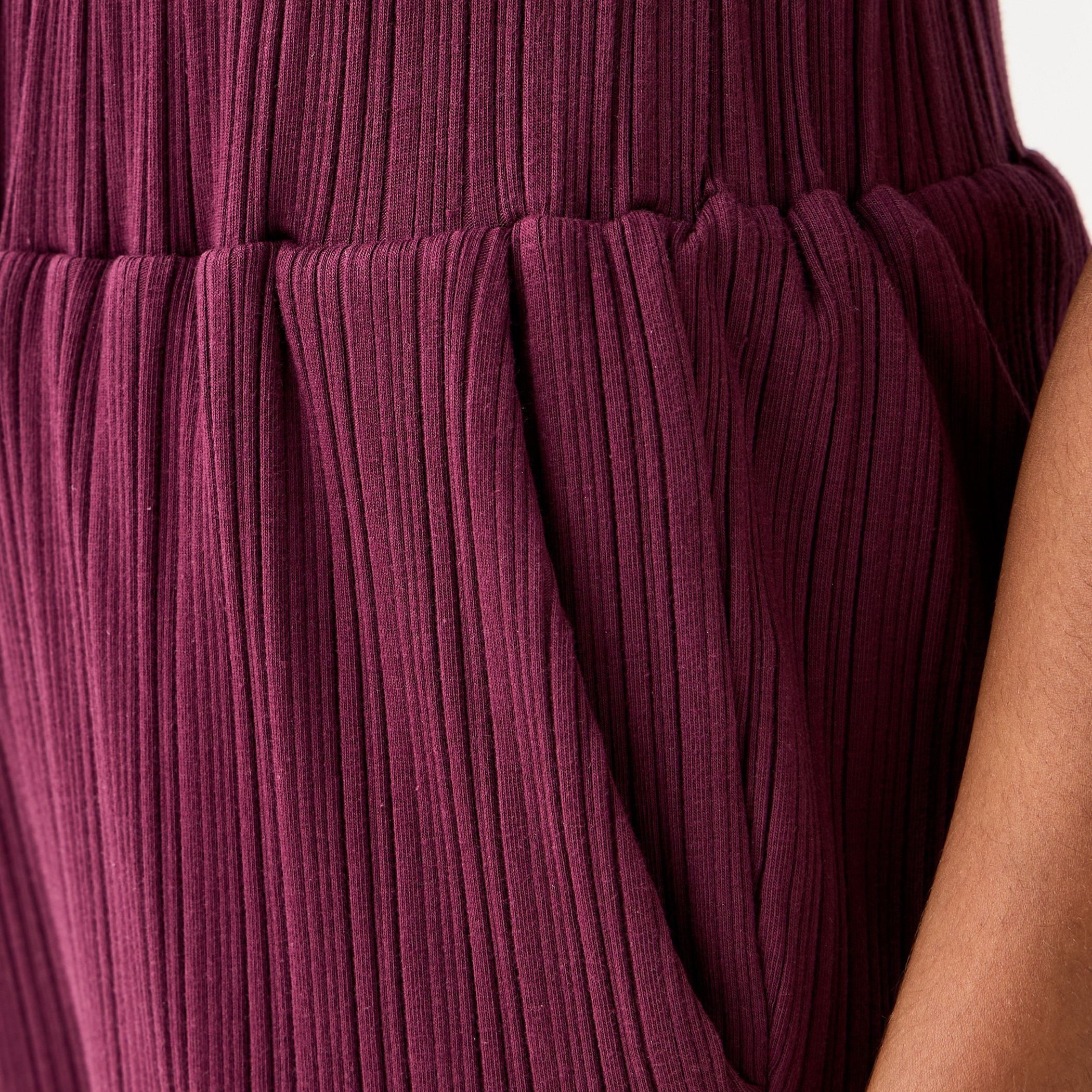 Ribbed Wide Leg Flexi Waist Pants with Pockets-women-clothing-coordsets-image-5