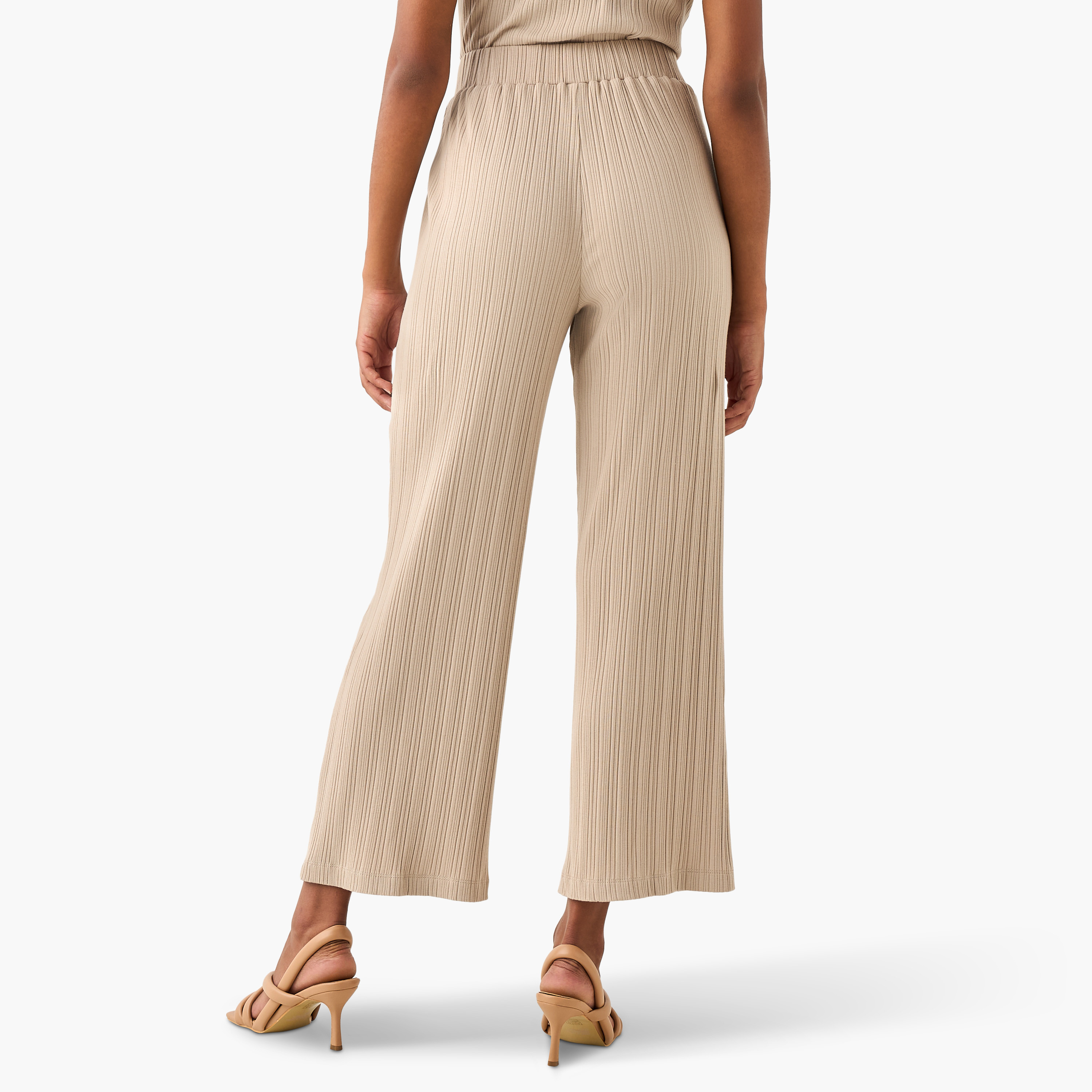 Ribbed Wide Leg Flexi Waist Pants with Pockets-women-clothing-trousers-image-3