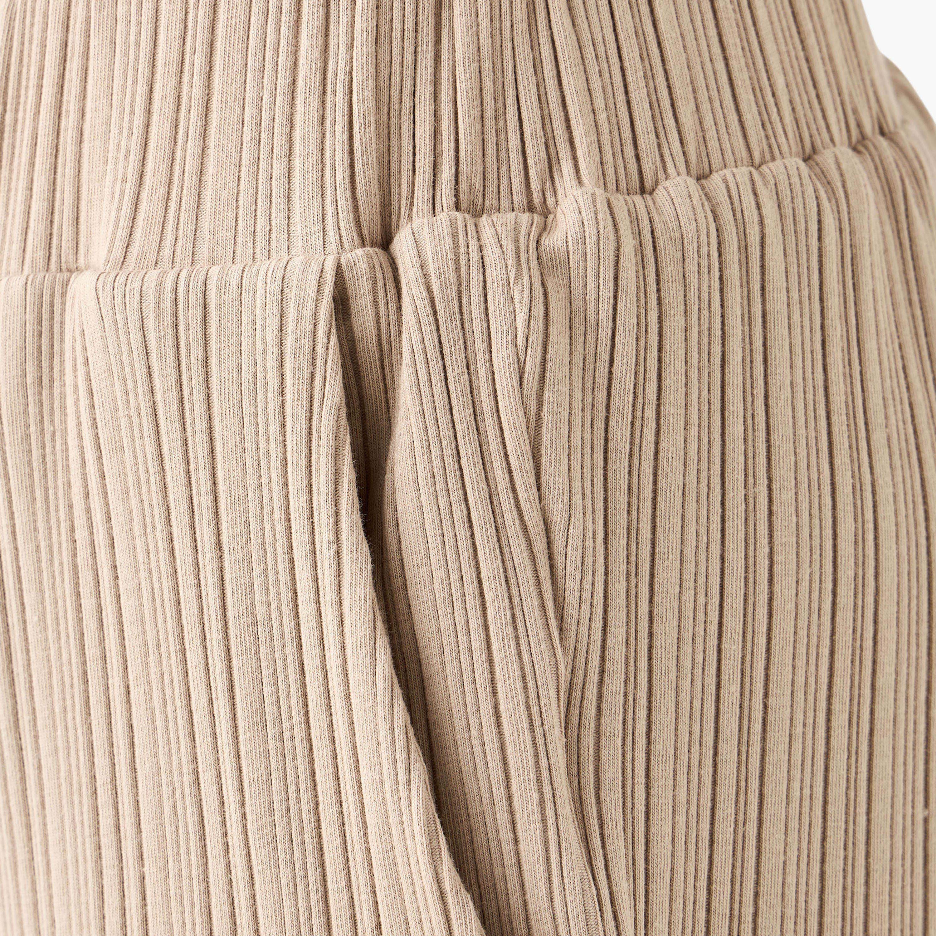 Ribbed Wide Leg Flexi Waist Pants with Pockets-women-clothing-coordsets-image-5