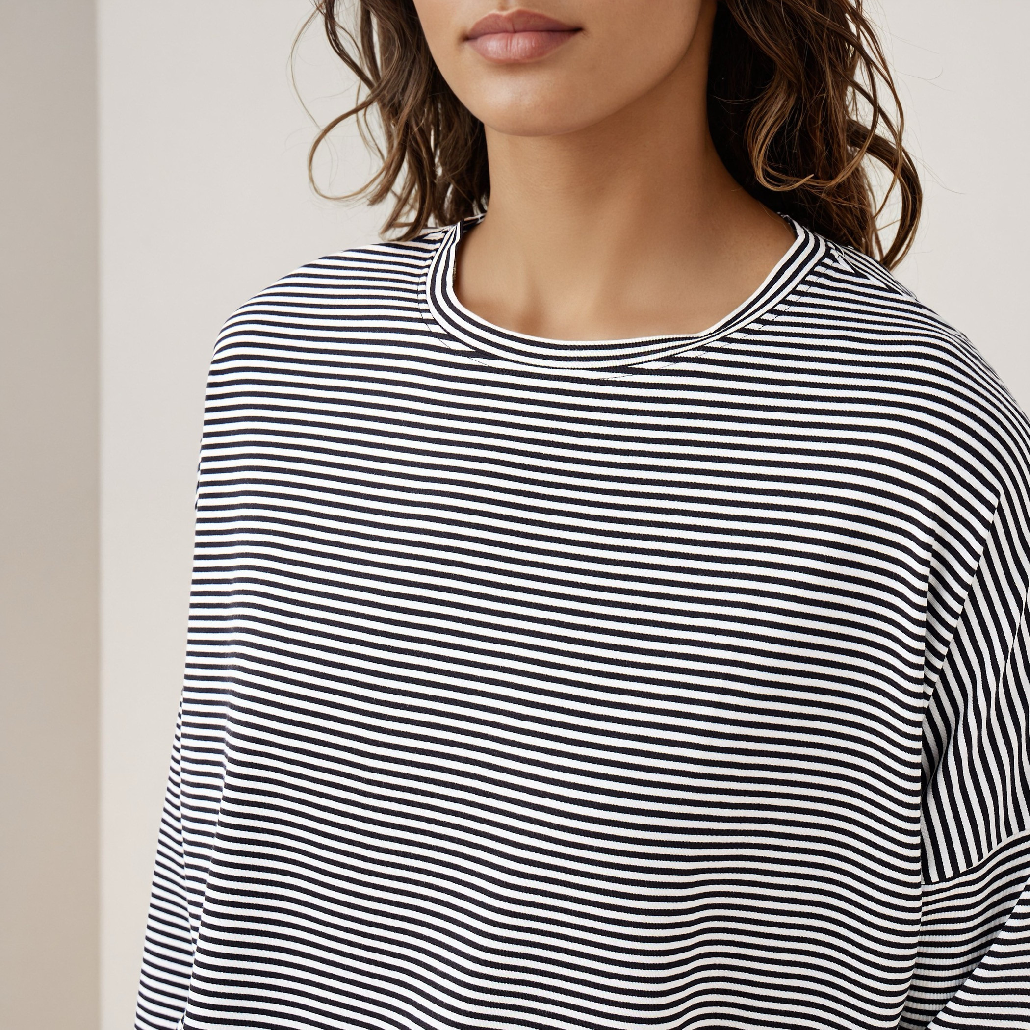Striped T-shirt with Drop Shoulder Sleeves-women-clothing-tshirts-image-4