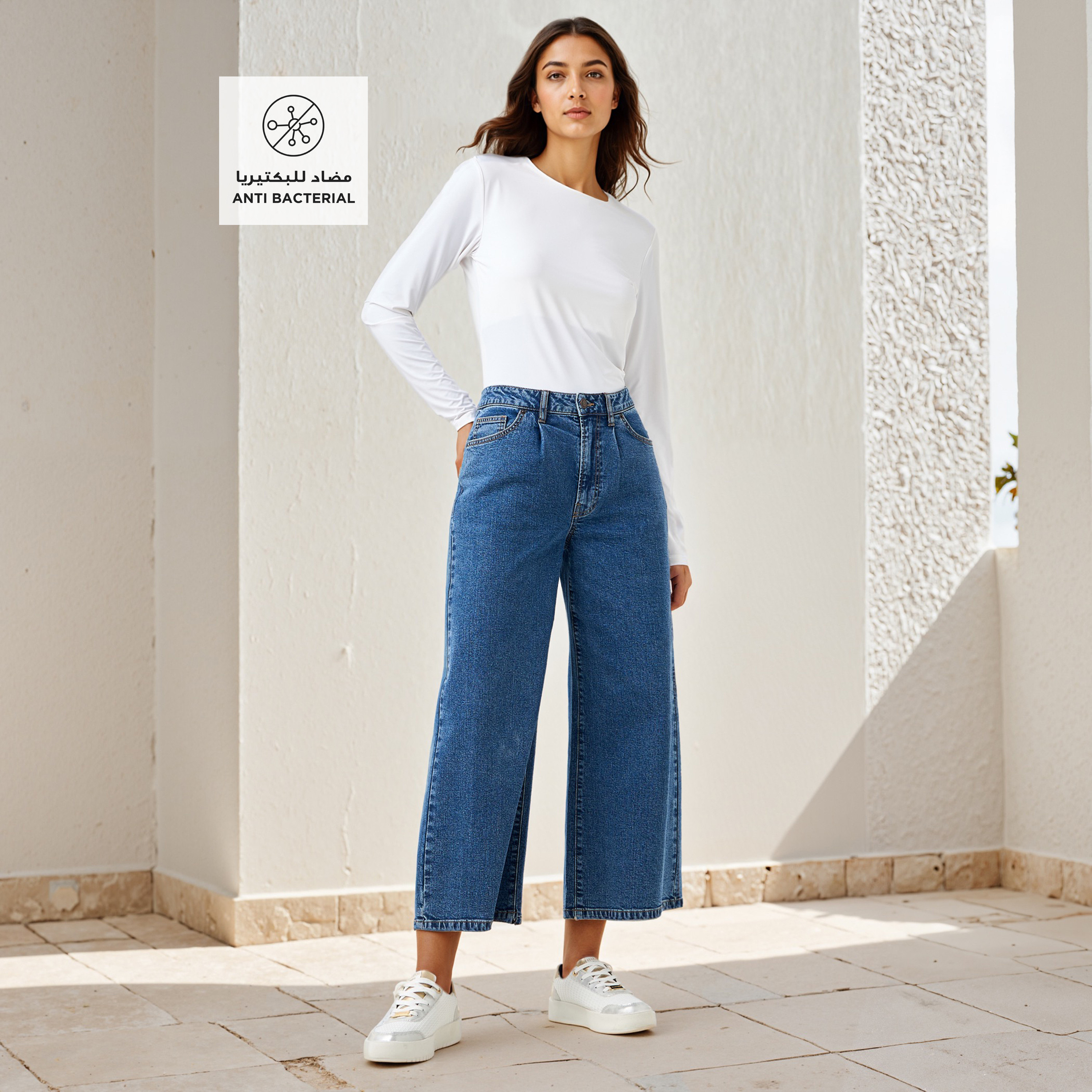 Crew Neck T-shirt with Long Sleeves-women-clothing-tshirts-image-2