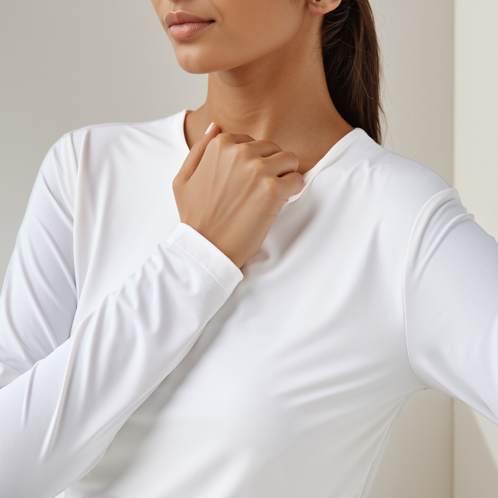 Crew Neck T-shirt with Long Sleeves-women-clothing-tshirts-image-4