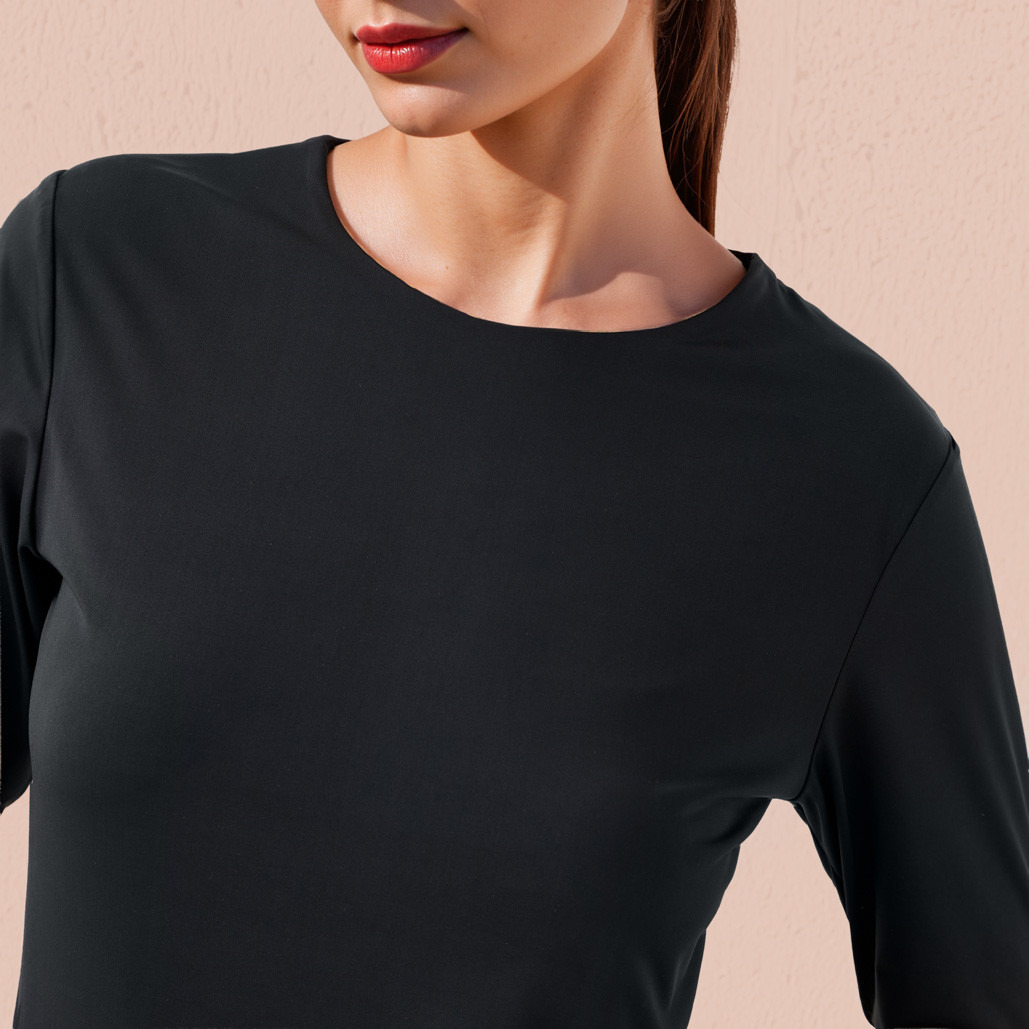Crew Neck T-shirt with Long Sleeves-women-clothing-tshirts-image-4
