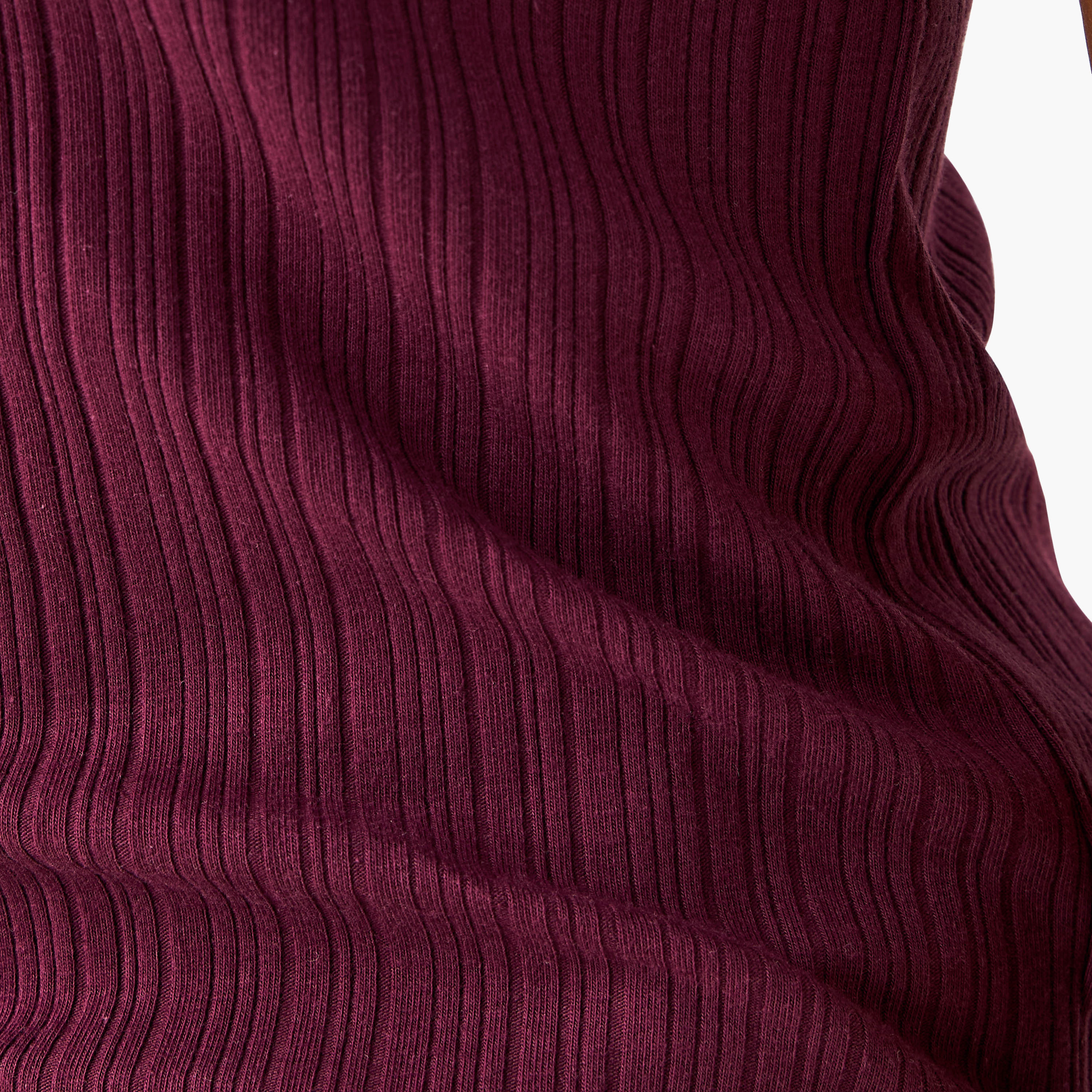 Ribbed Round Neck T-shirt-women-clothing-coordsets-image-5