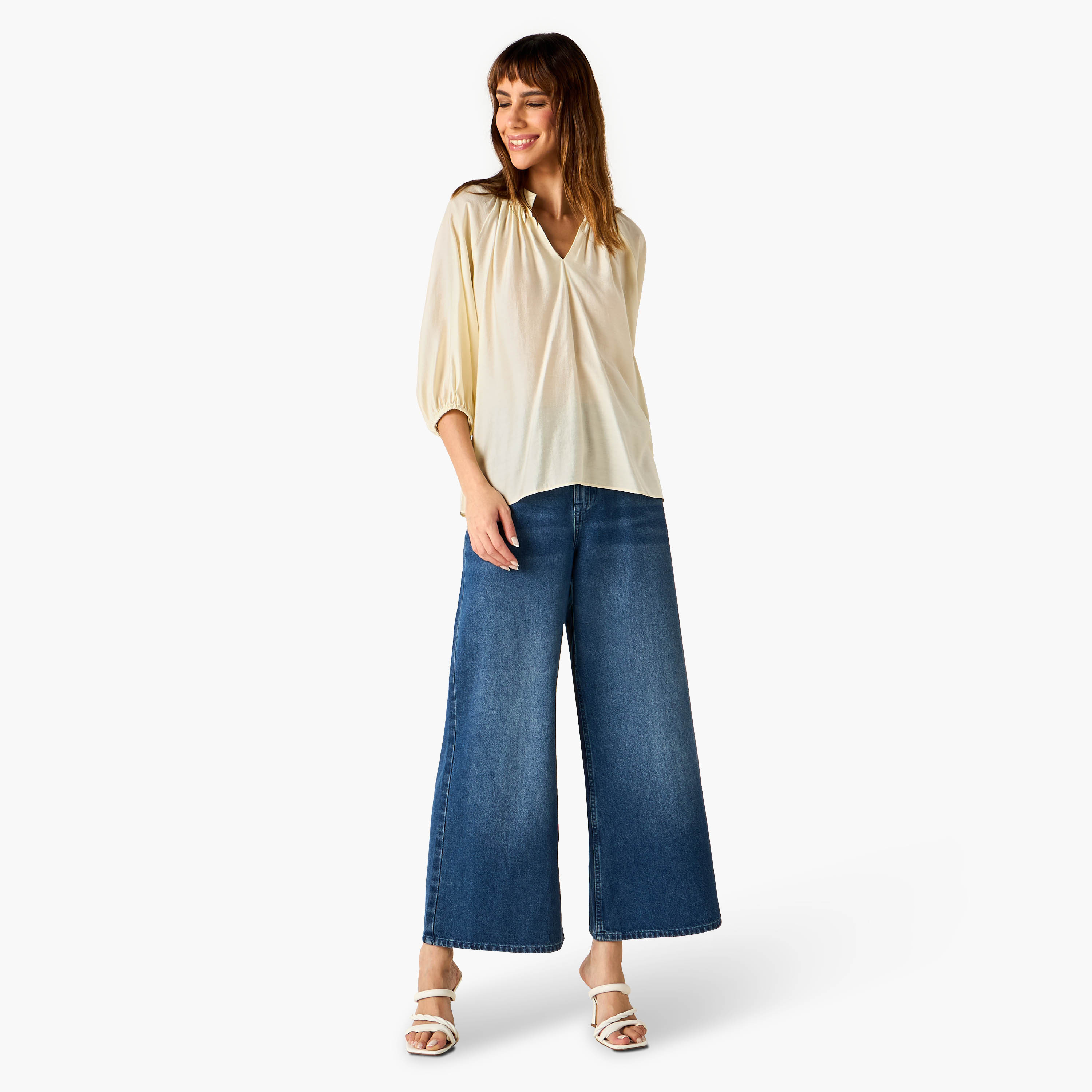 Mandarin Collar Balloon Sleeves Top-women-clothing-shirtsandblouses-blouses-image-2