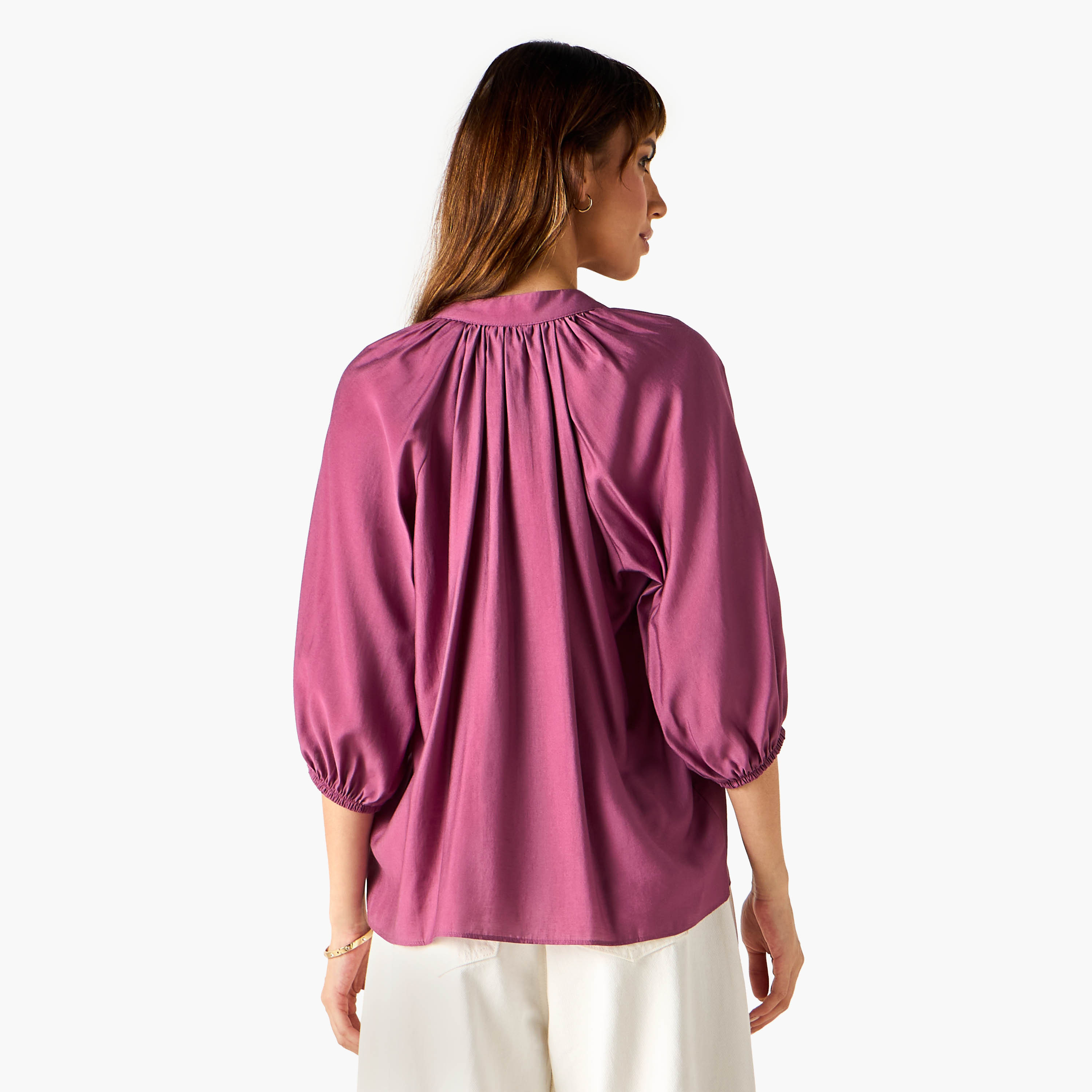 Mandarin Collar Balloon Sleeves Top-women-clothing-shirtsandblouses-blouses-image-3