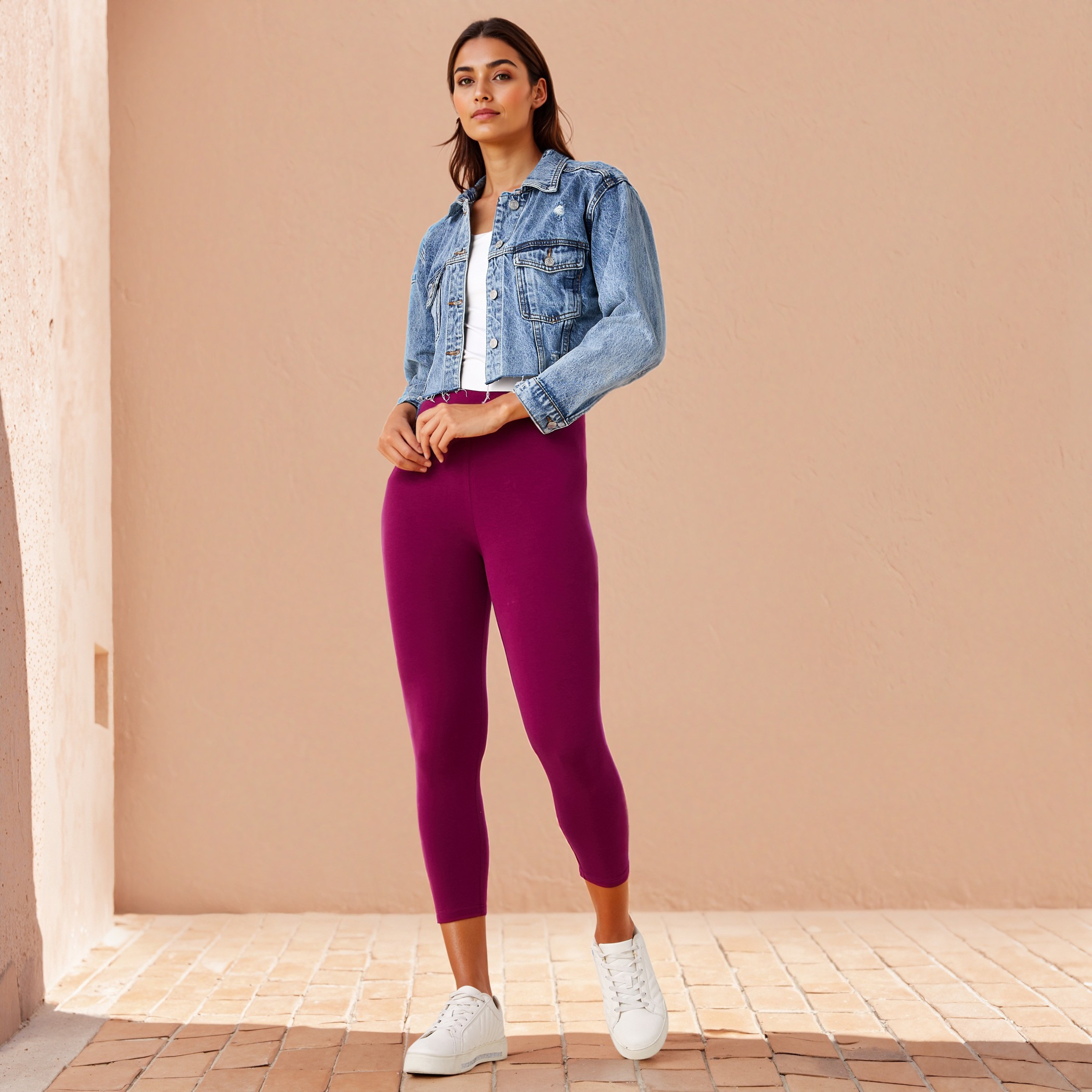 Slim Fit Leggings with Elasticated Waistband-women-clothing-bottoms-leggings-image-2