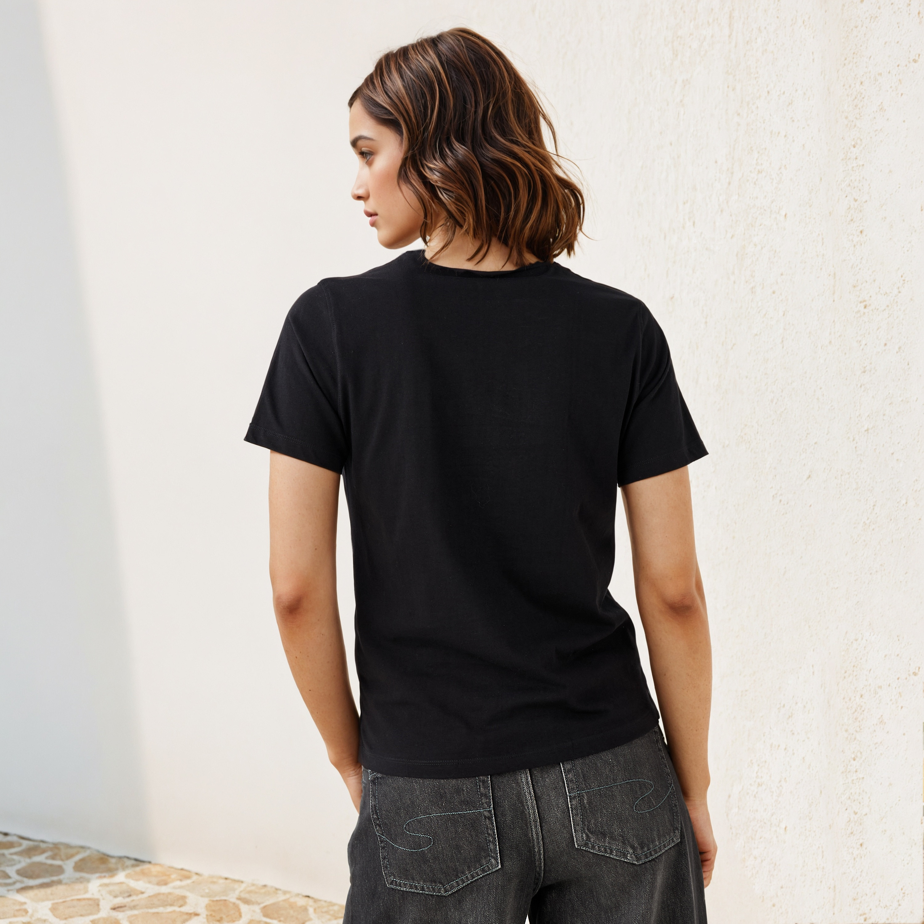 Slogan Print Cotton T-shirt-women-clothing-tshirts-image-3