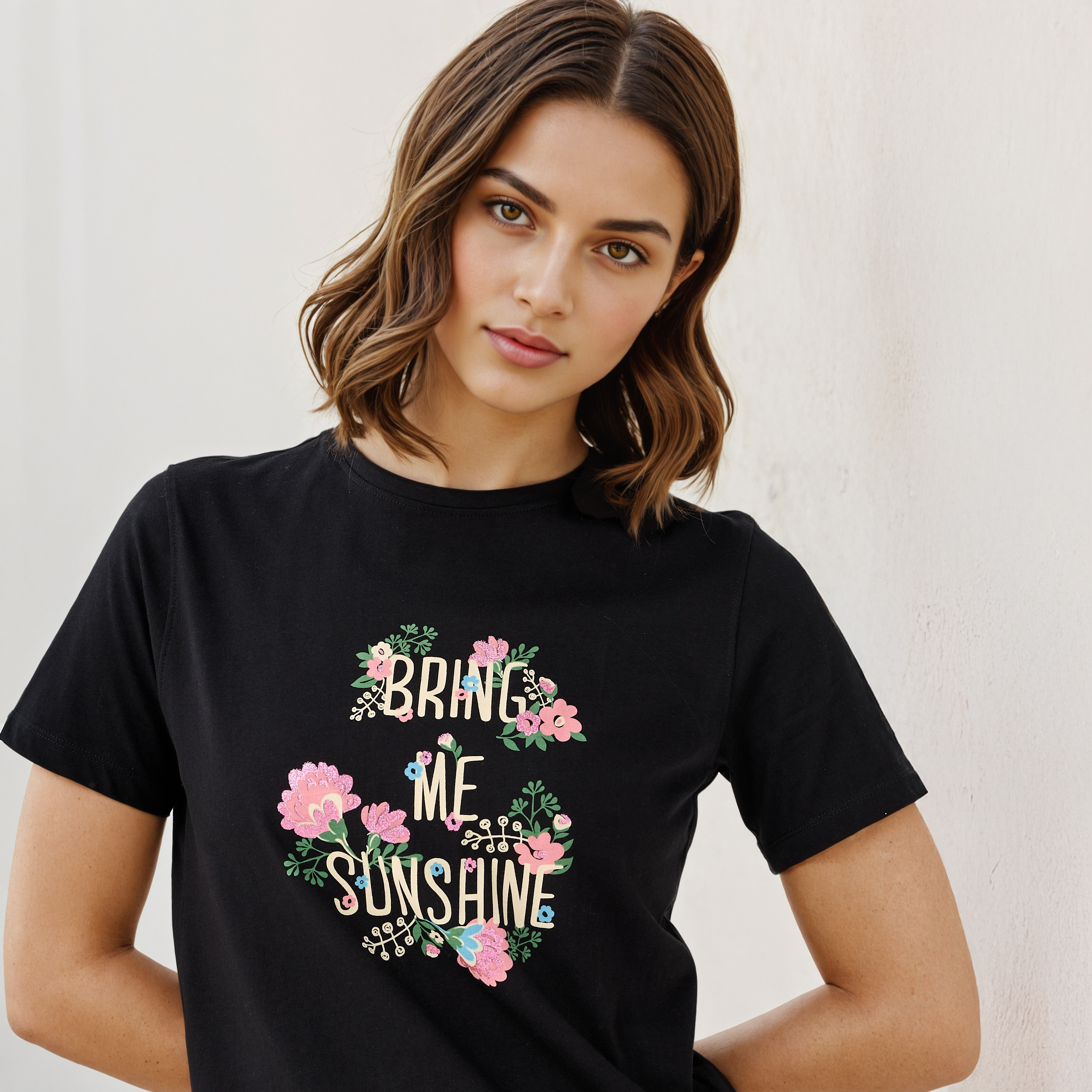 Slogan Print Cotton T-shirt-women-clothing-tshirts-image-4