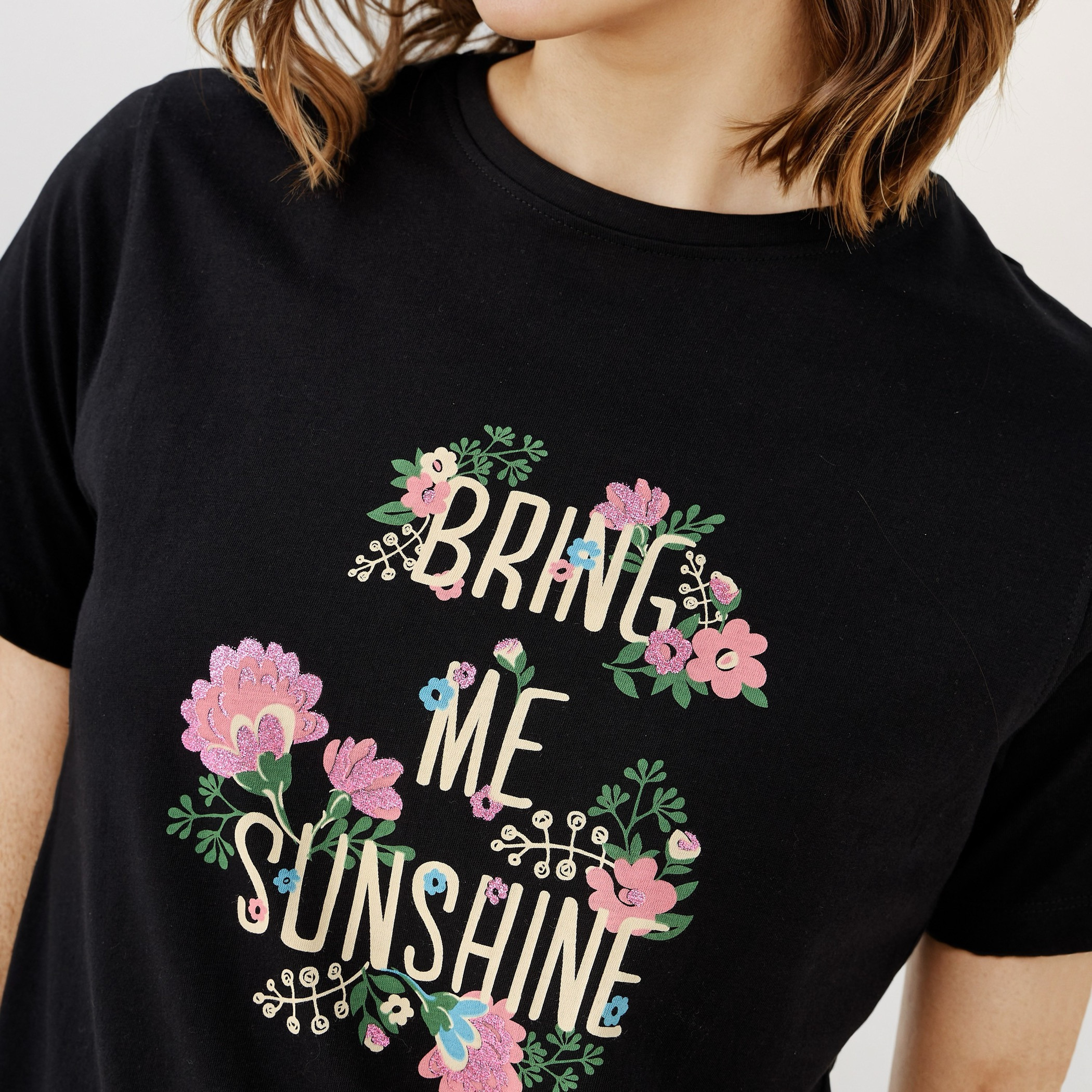 Slogan Print Cotton T-shirt-women-clothing-tshirts-image-5