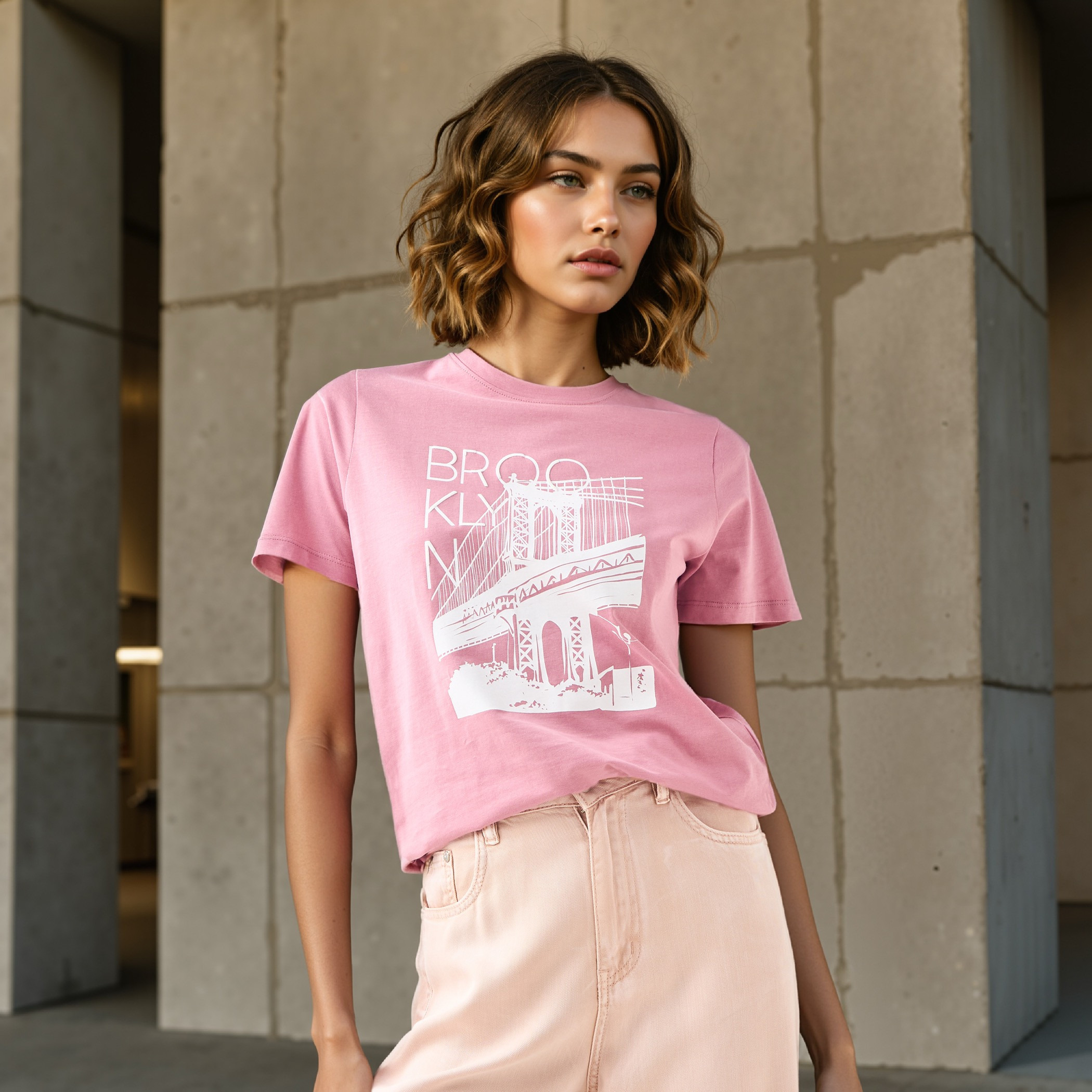 Graphic Print T-shirt with Crew Neck-women-clothing-tshirts-image-1