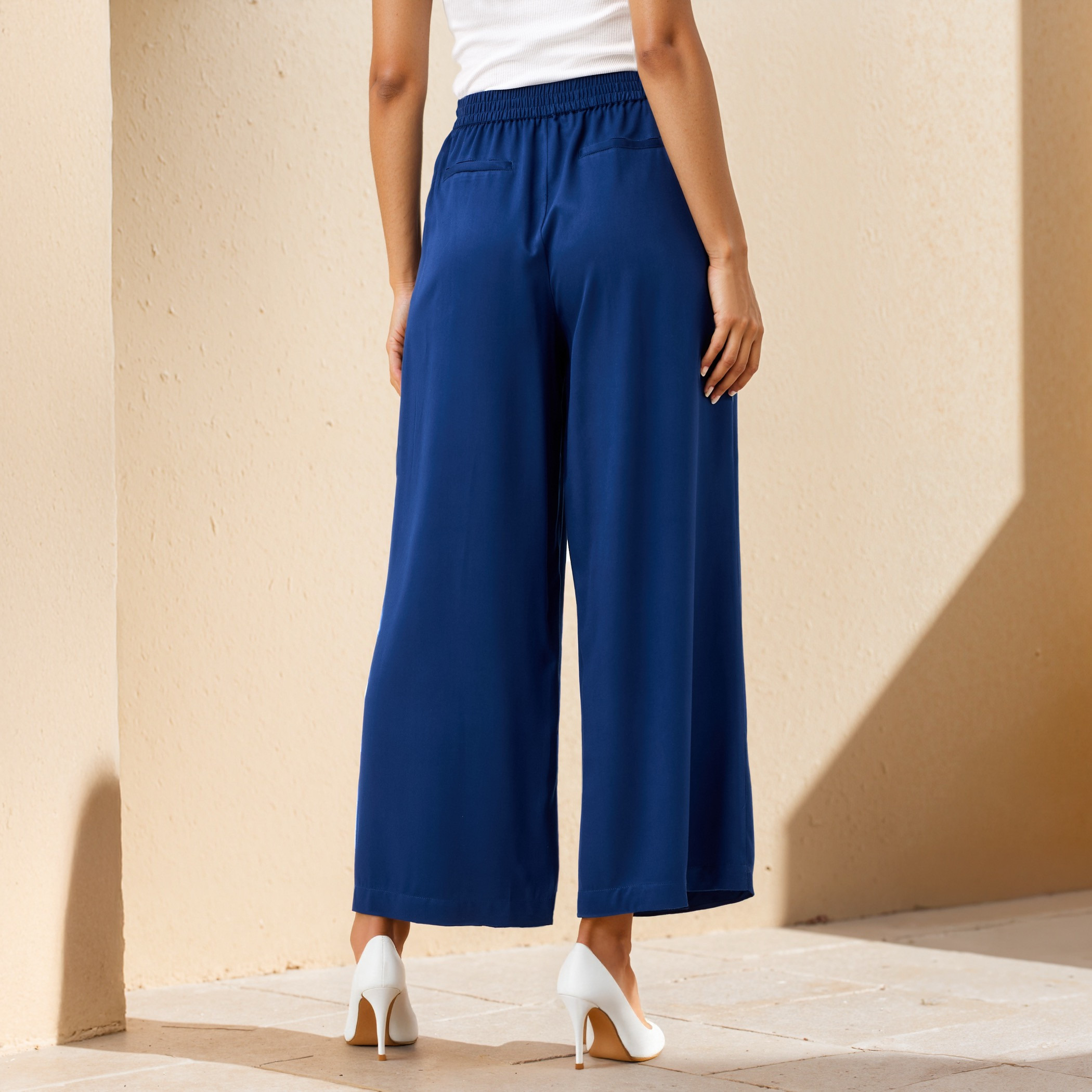 Relaxed Fit Flexi Waist Palazzo Pants with Tie-Up Belt and Pockets-women-clothing-trousers-image-3
