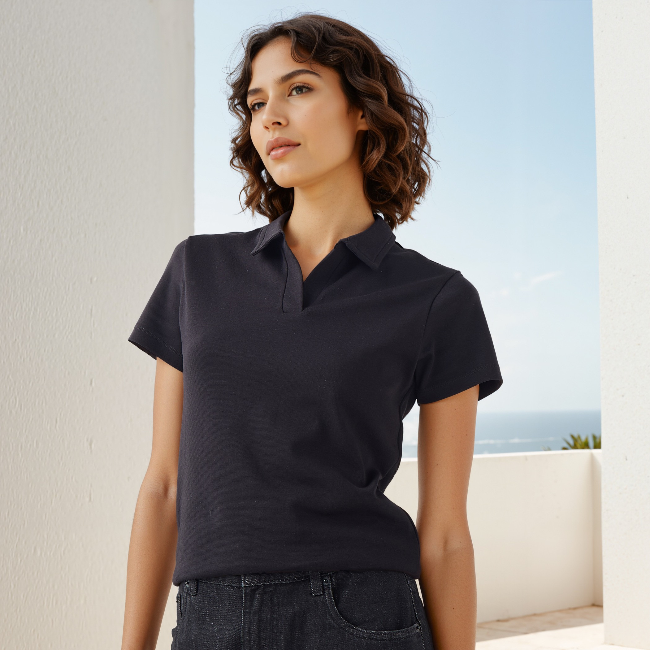 Johnny Collar Polo T-shirt-women-clothing-tshirts-image-1