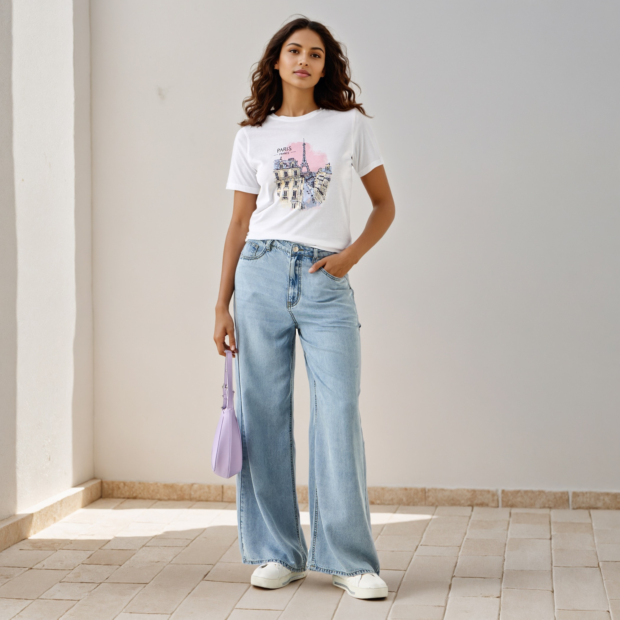 Paris Print T-shirt with Crew Neck-women-clothing-tshirts-image-2