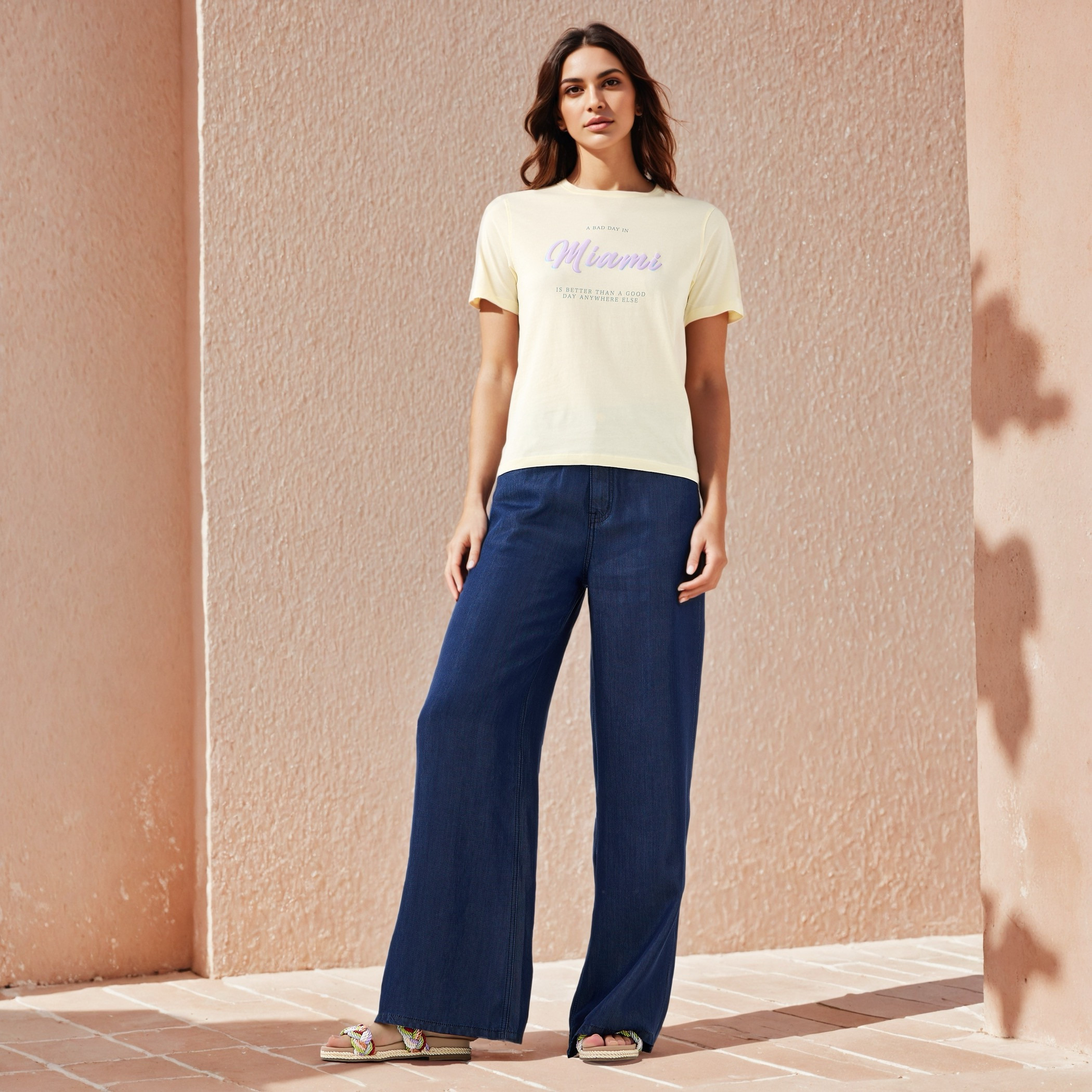 Slogan Print T-shirt-women-clothing-tshirts-image-2