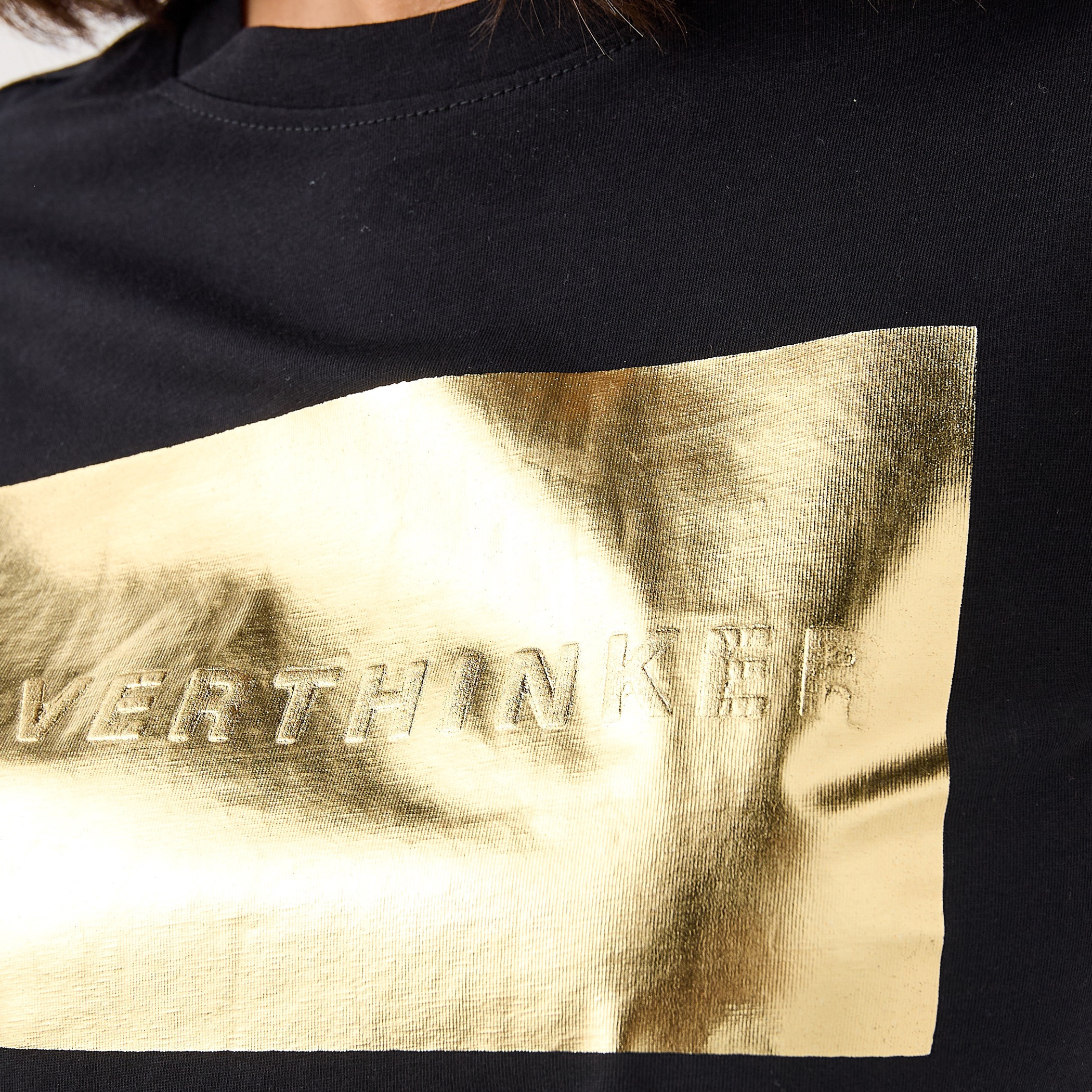 Foil Print Crew Neck T-shirt-women-clothing-tshirts-image-6