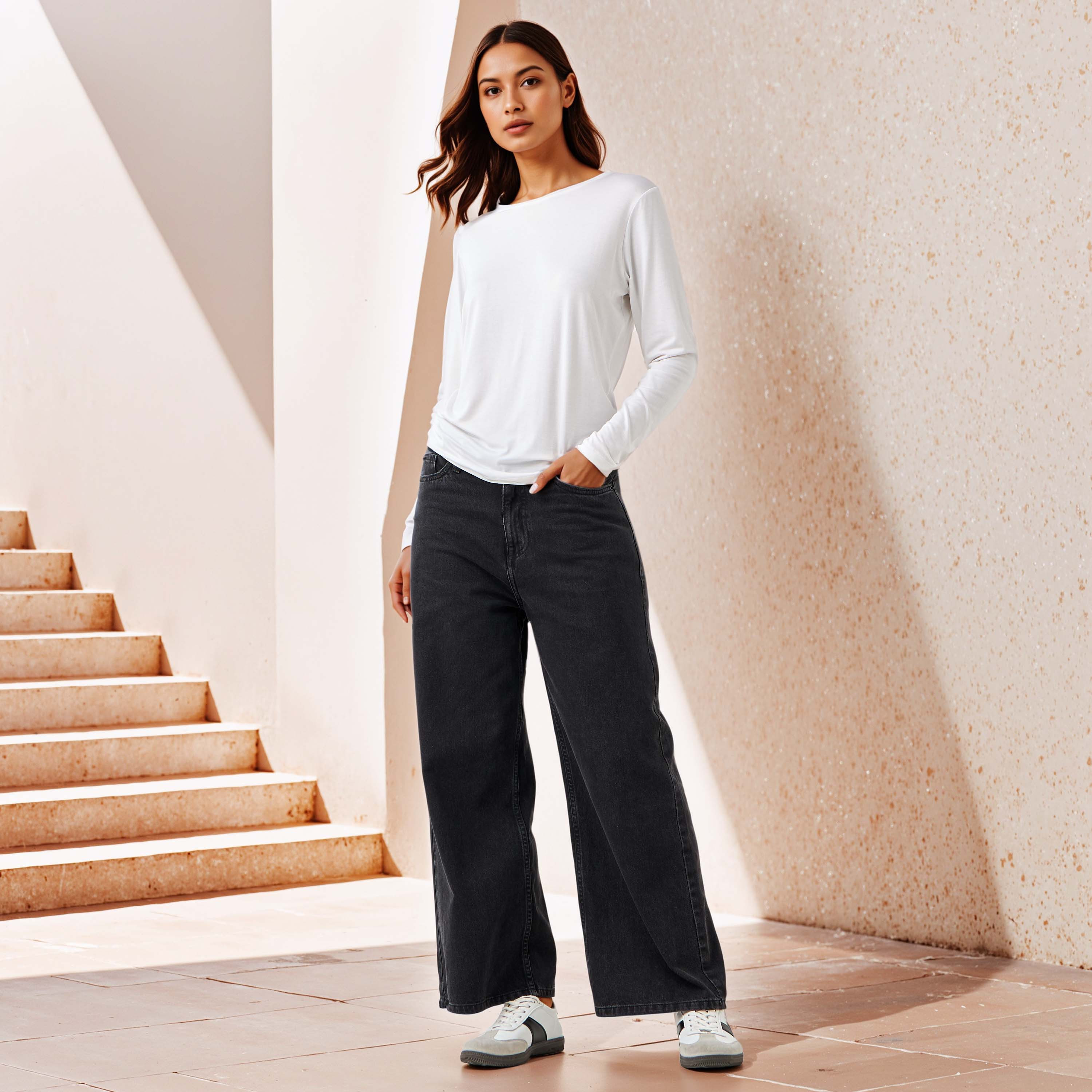 Slim Fit T-shirt with Long Sleeves-women-clothing-tshirts-image-2
