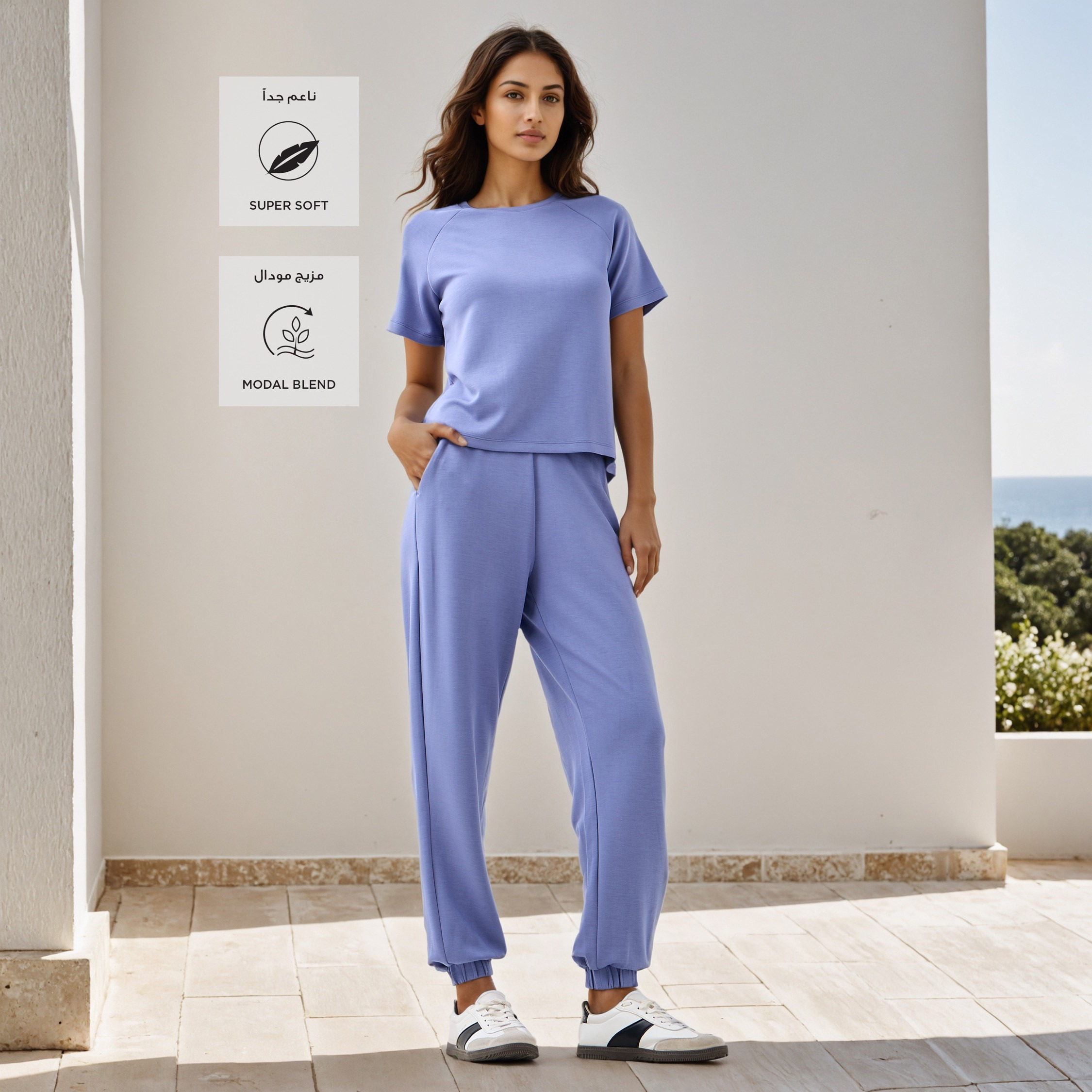 Plain Modal Flexi Waist Joggers with Pockets-women-clothing-bottoms-joggers-image-2