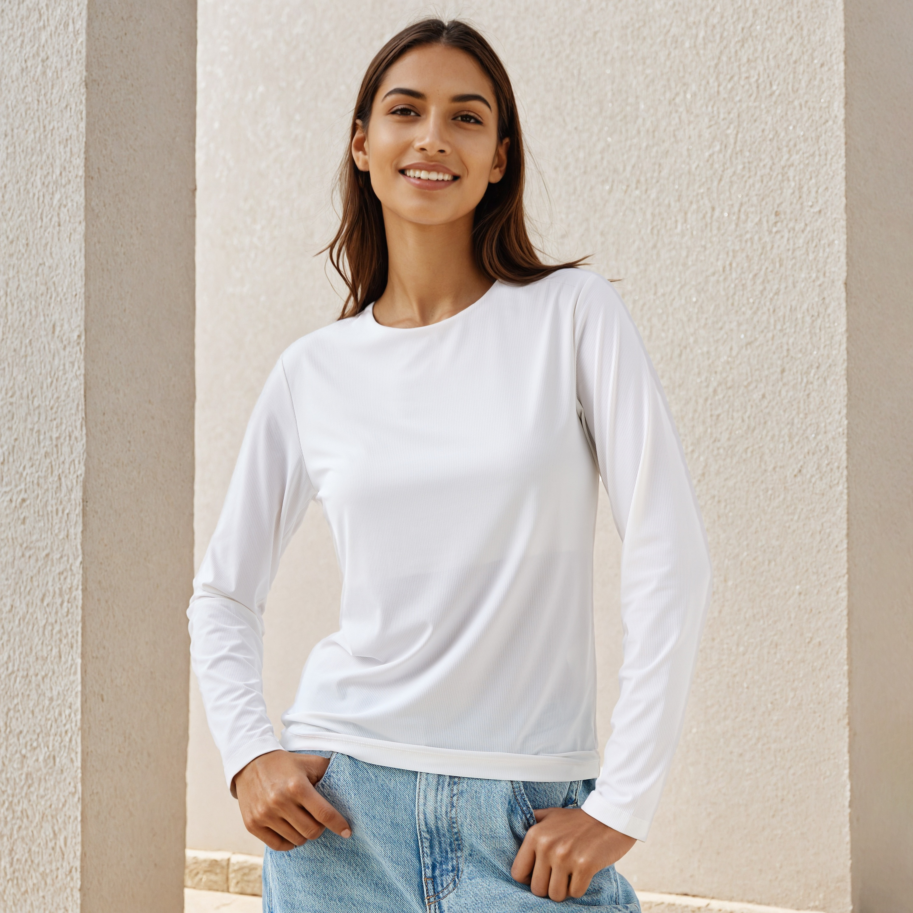 تيشيرت مضلع بياقة ضيقة-women-clothing-tshirts-image-1