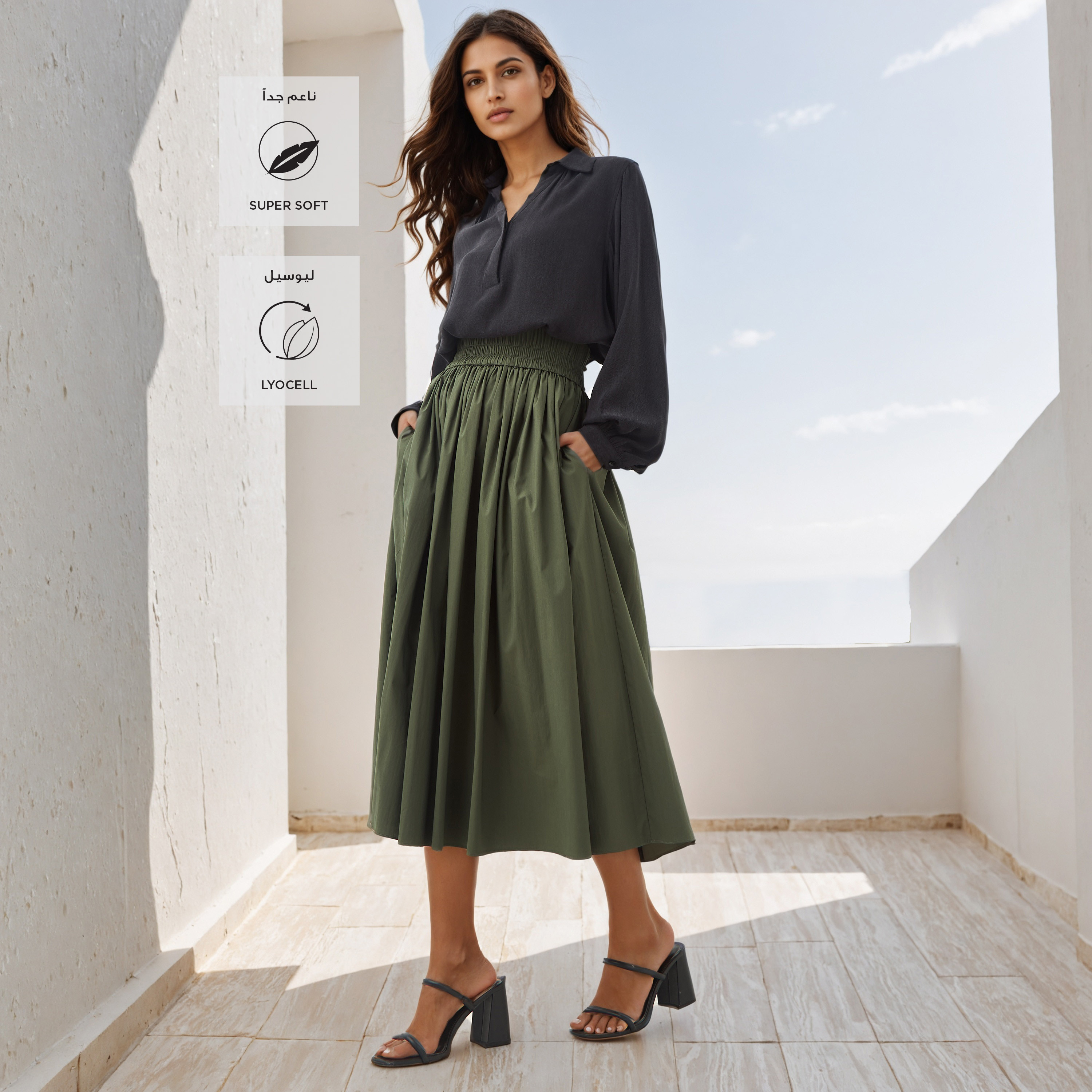 بلوزة بارزة الملمس بقصّة عادية وياقة عادية-women-clothing-shirtsandblouses-blouses-image-2