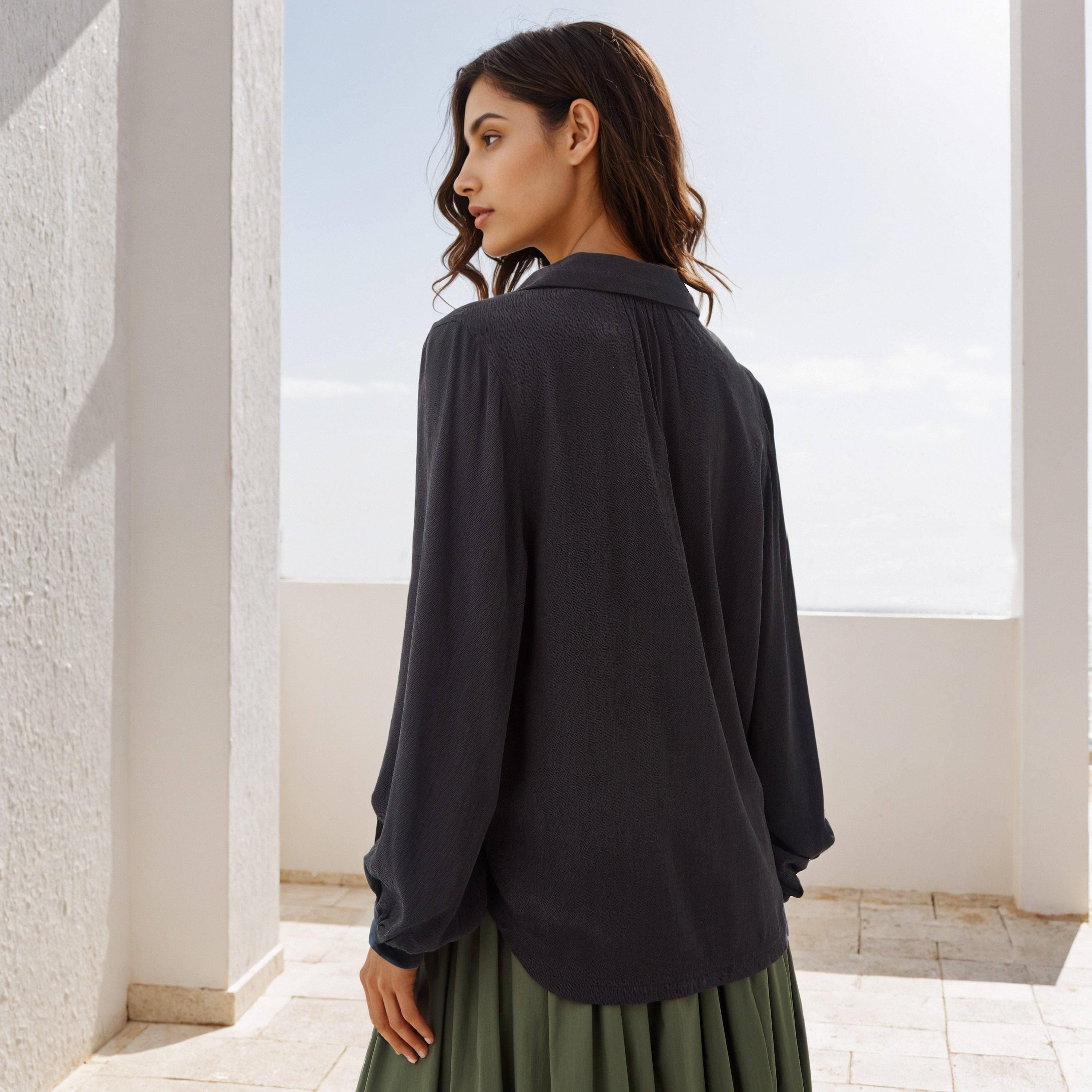 بلوزة بارزة الملمس بقصّة عادية وياقة عادية-women-clothing-shirtsandblouses-blouses-image-4
