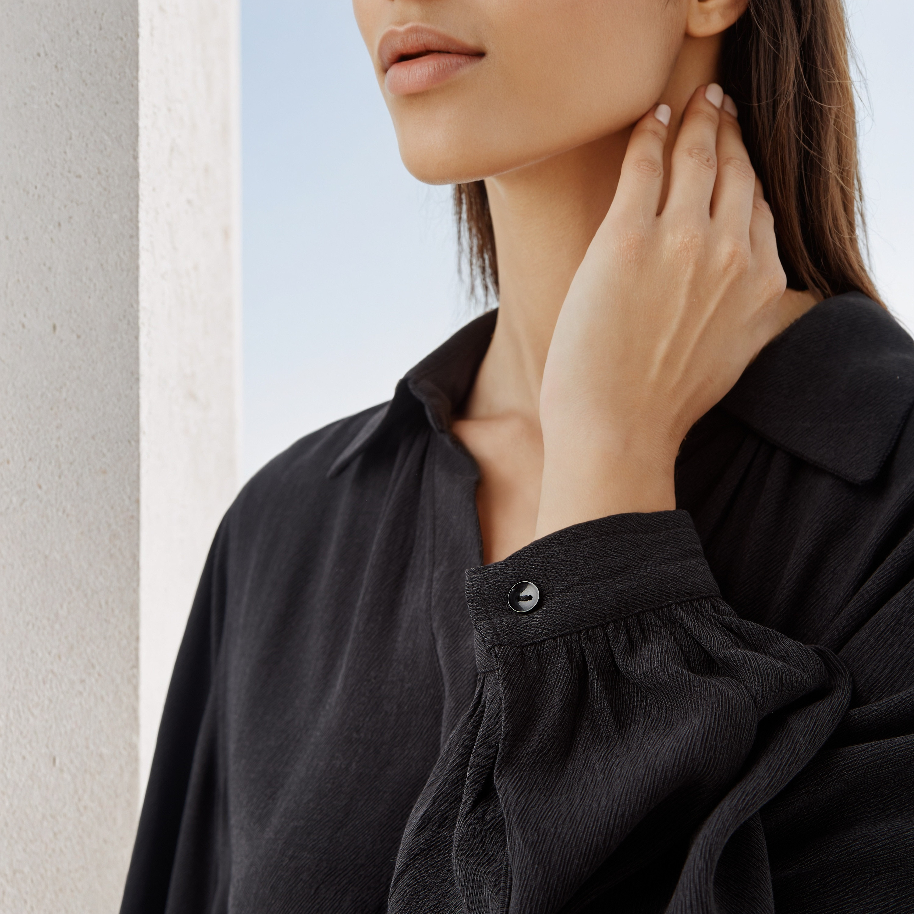 بلوزة بارزة الملمس بقصّة عادية وياقة عادية-women-clothing-shirtsandblouses-blouses-image-5