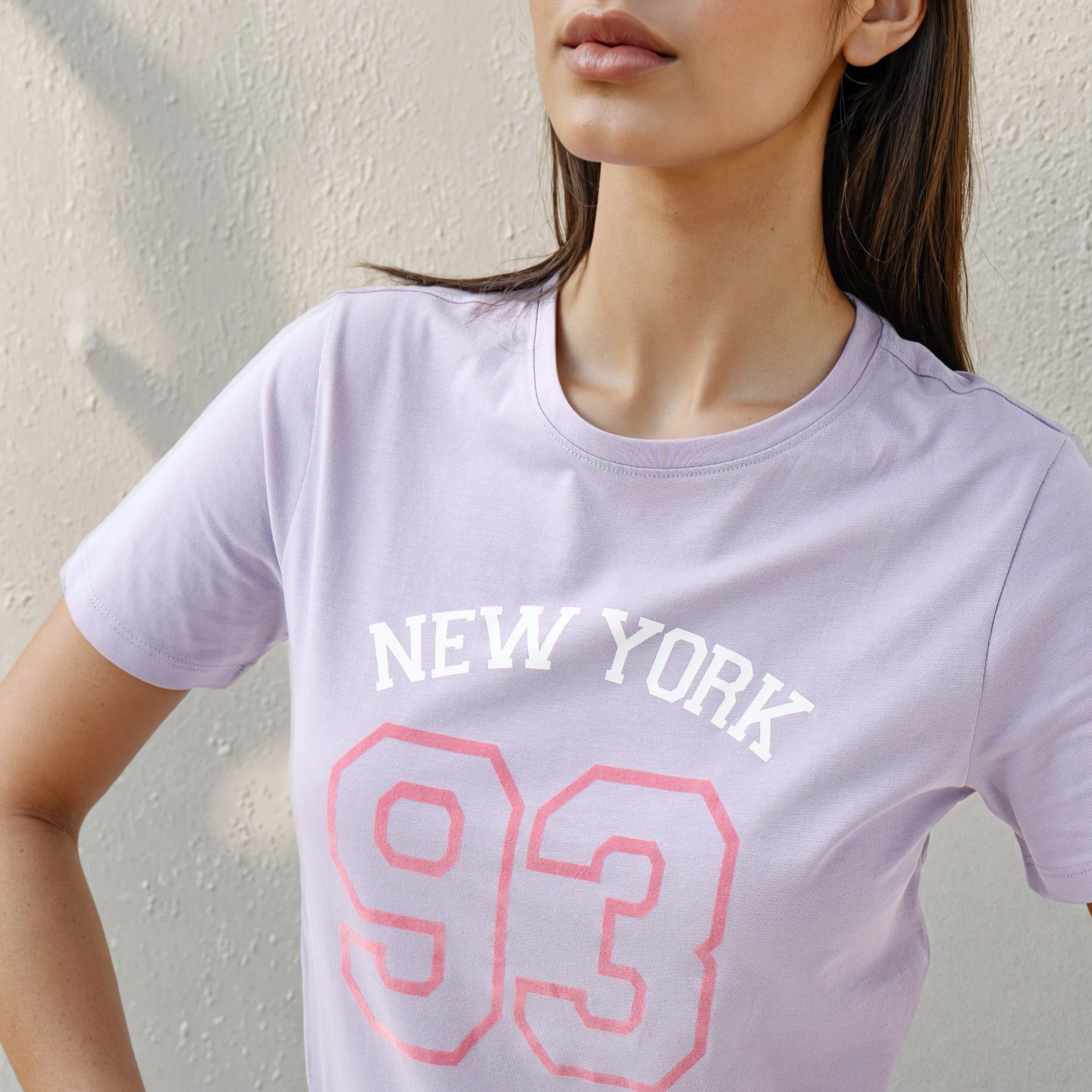 Varsity Print T-shirt with Crew Neck-women-clothing-tshirts-image-4