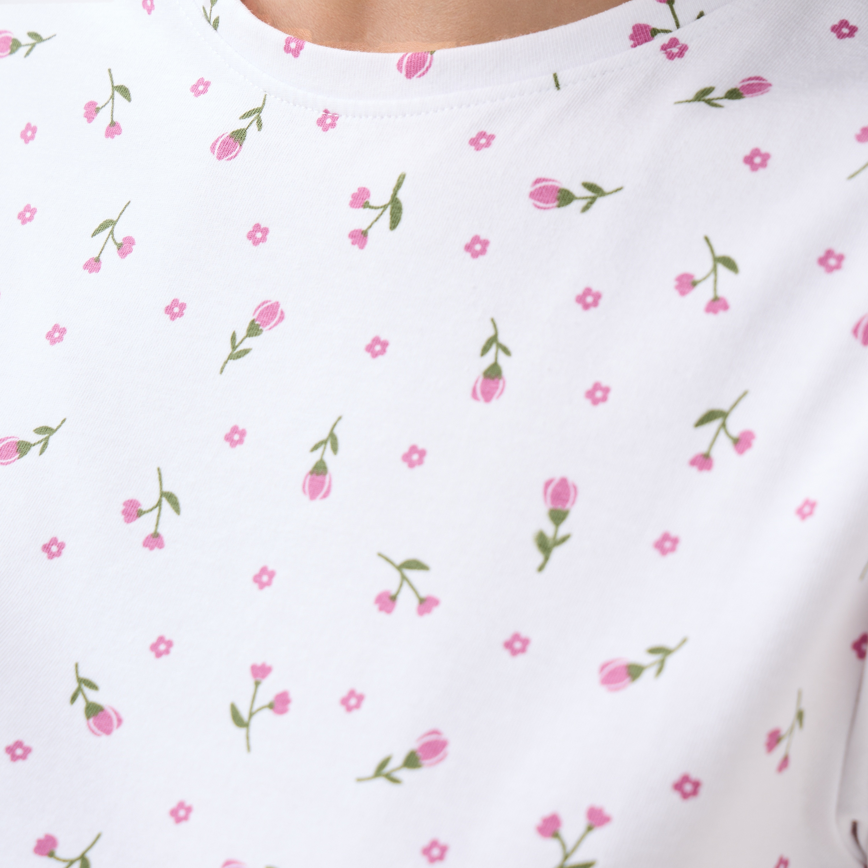 Floral Print Crew Neck T-shirt-women-clothing-tshirts-image-5