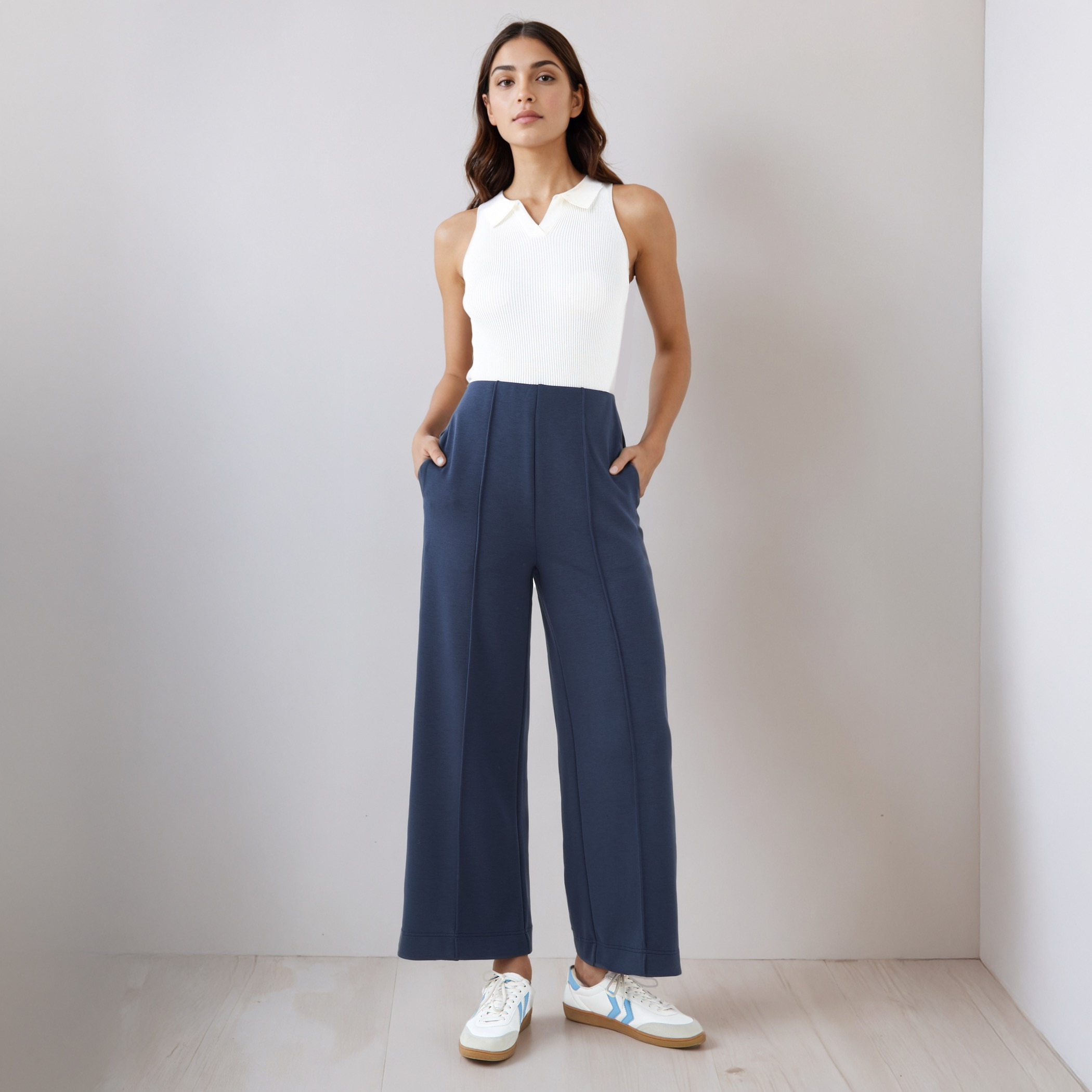 Pintuck Accent Wide Leg Flexi Waist Pants-women-clothing-bottoms-trousers-image-2
