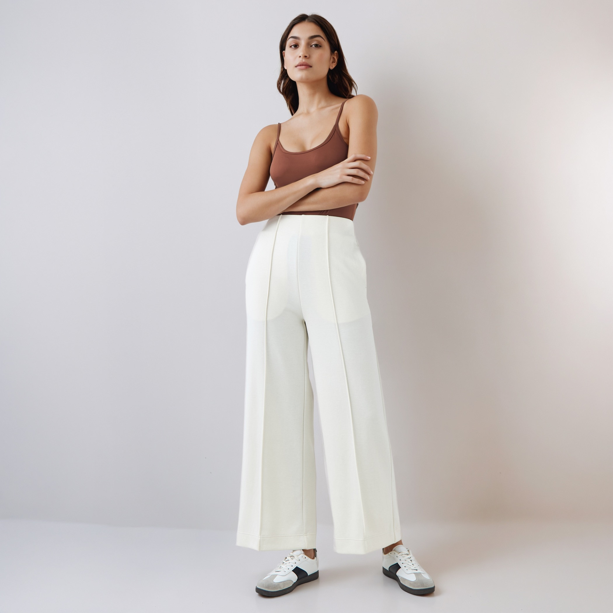 Pintuck Accent Wide Leg Flexi Waist Pants-women-clothing-bottoms-trousers-image-2