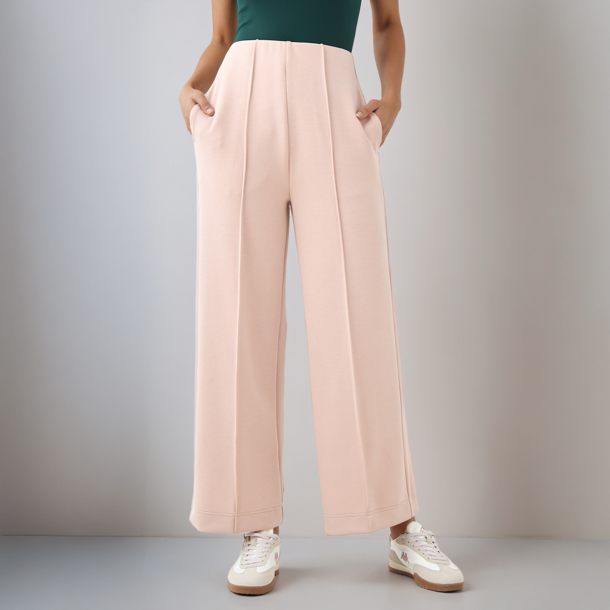 Pintuck Accent Wide Leg Flexi Waist Pants-women-clothing-bottoms-trousers-image-1