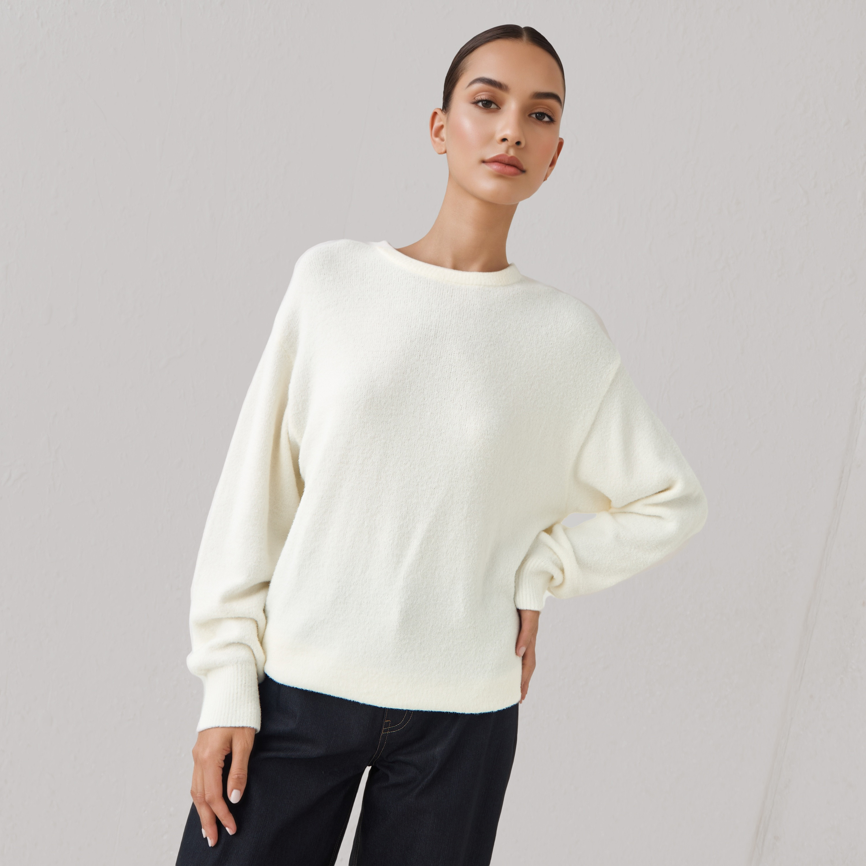كنزة بياقة ضيقة وأكتاف منسدلة-women-winterwear-cardigansandjumpers-jumpers-image-1