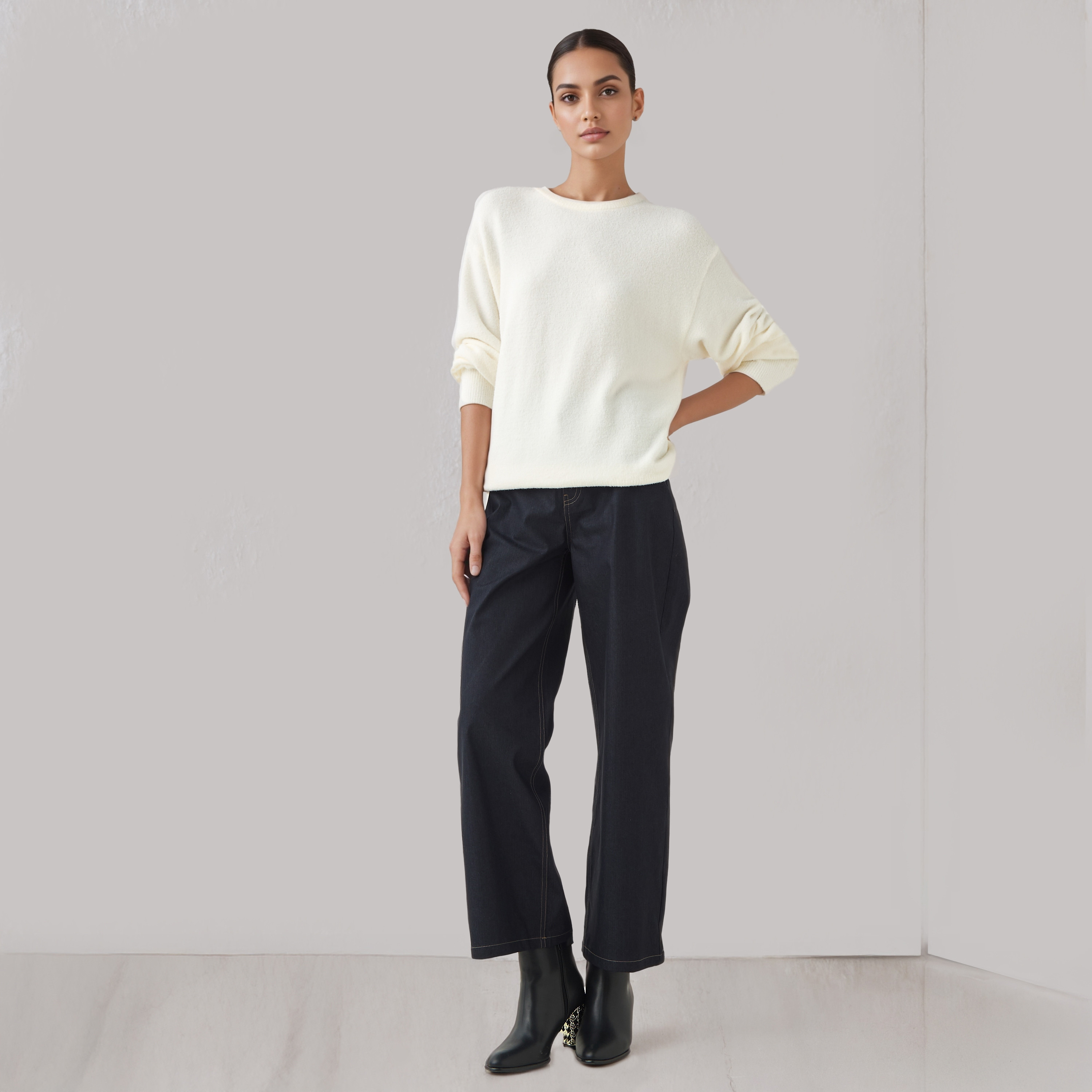 Crew Neck Sweater with Drop Shoulders-women-clothing-cardigansandjumpers-jumpers-image-2