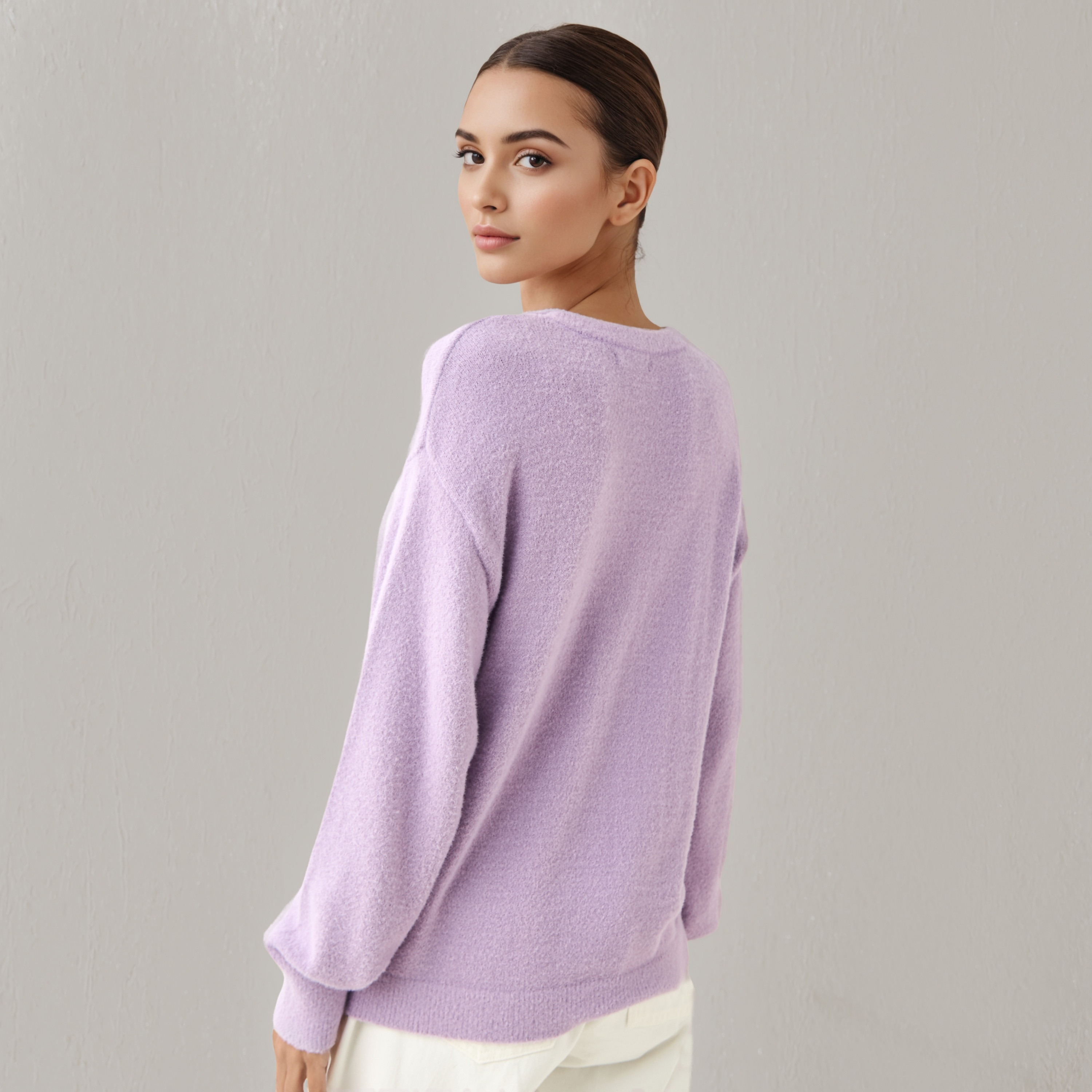 Crew Neck Sweater with Drop Shoulders-women-clothing-cardigansandjumpers-jumpers-image-3