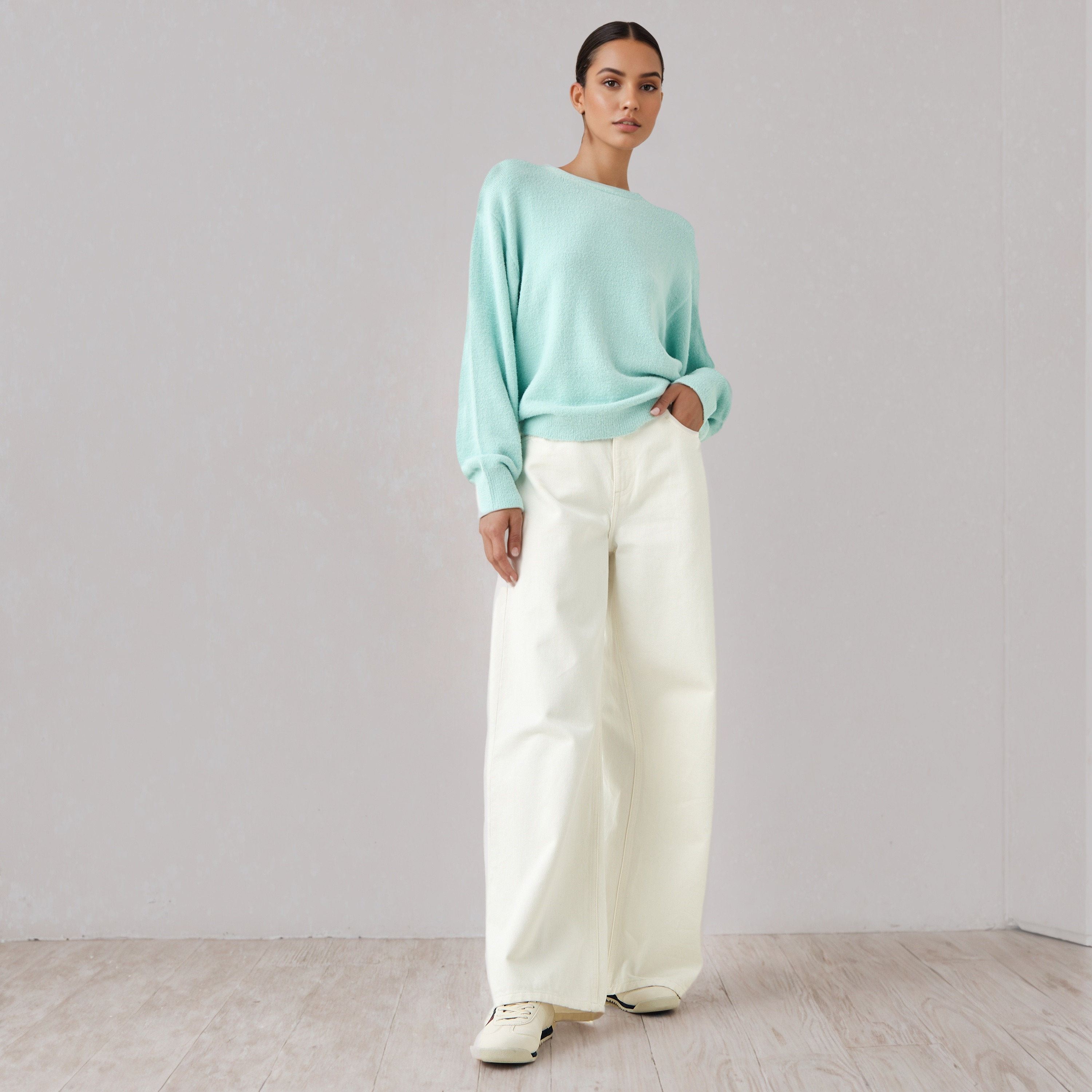 Crew Neck Sweater with Drop Shoulders-women-clothing-cardigansandjumpers-jumpers-image-2