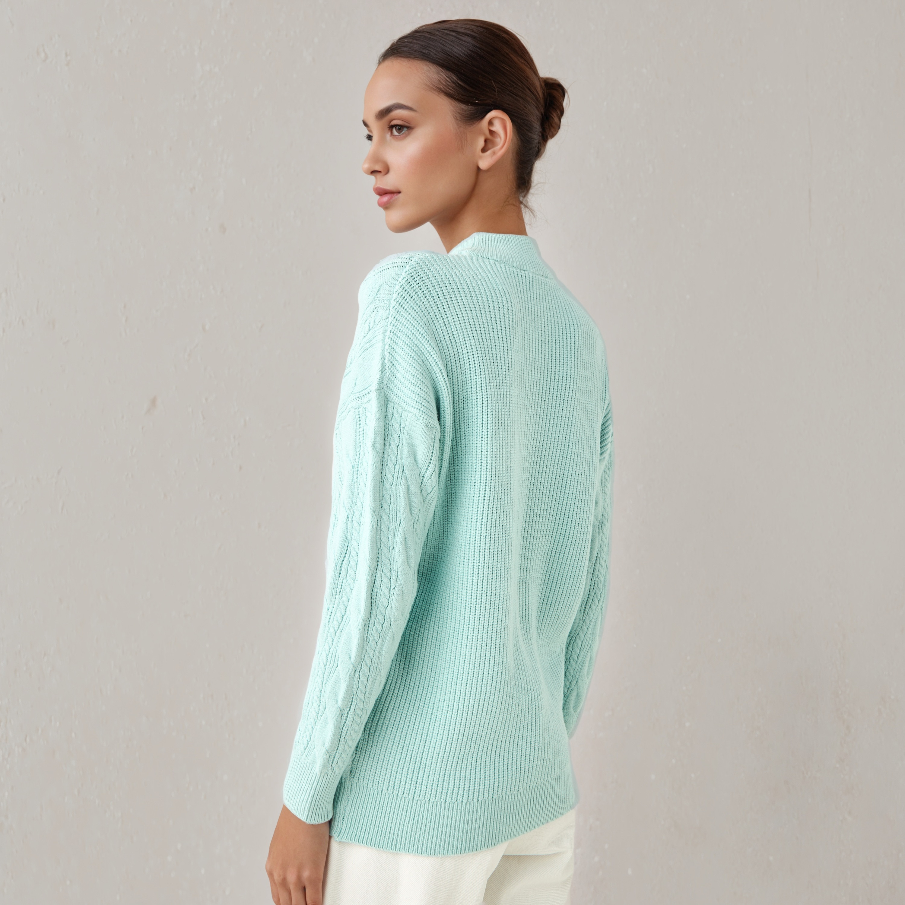 كنزة بوكسي بأكمام طويلة ونسيج كابل-women-clothing-cardigansandjumpers-jumpers-image-3